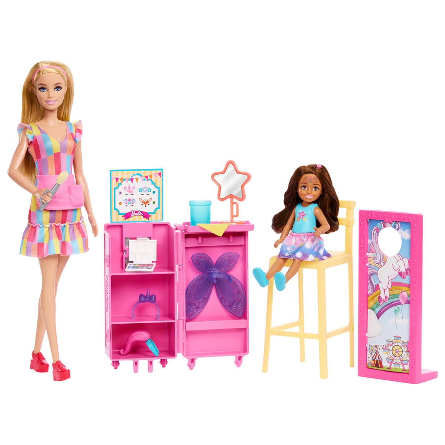 Barbie pack 2 papusi statie de machiaj poza produsului