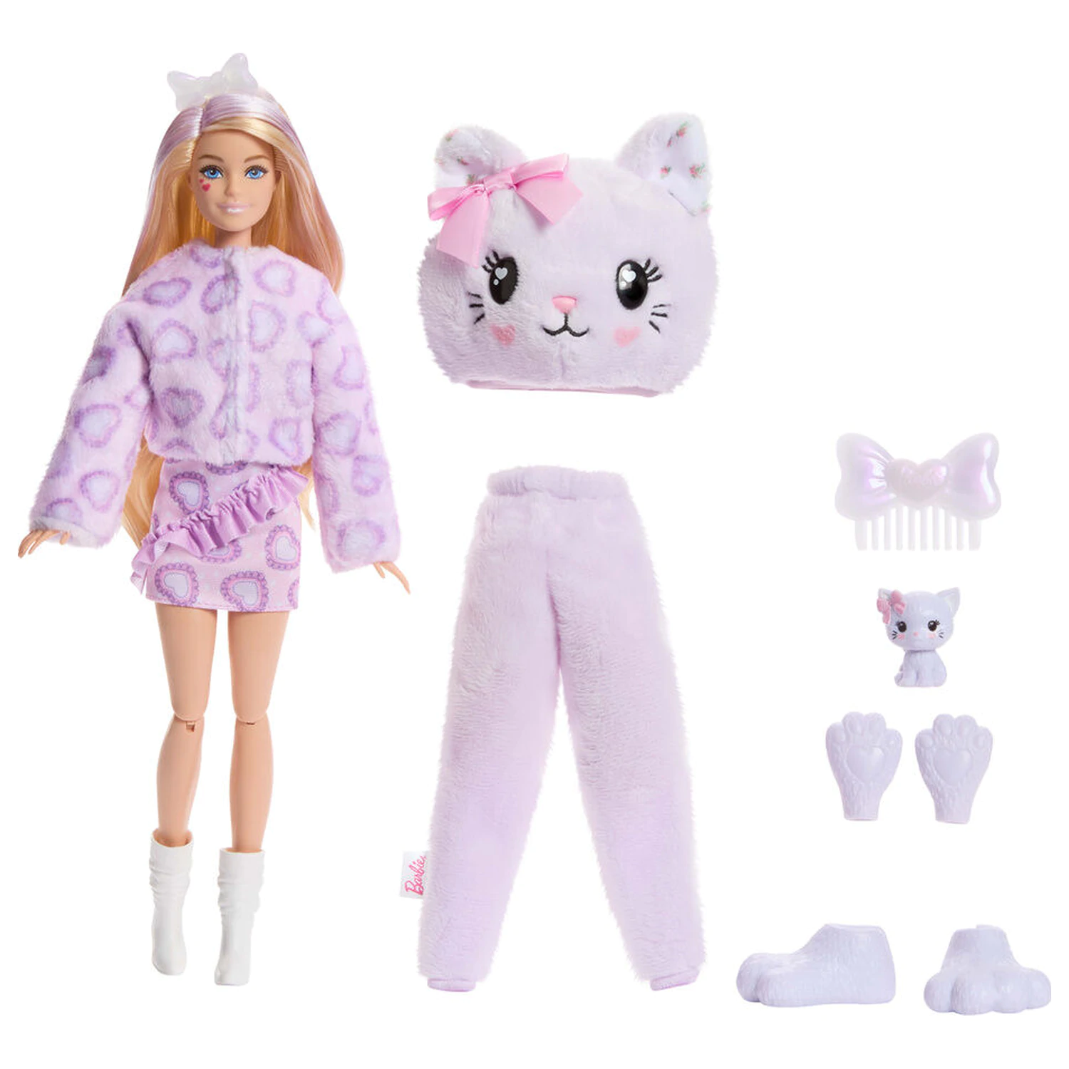 Papusa Barbie Sweet Ties Cutie Reveal Lilac Kitten poza produsului