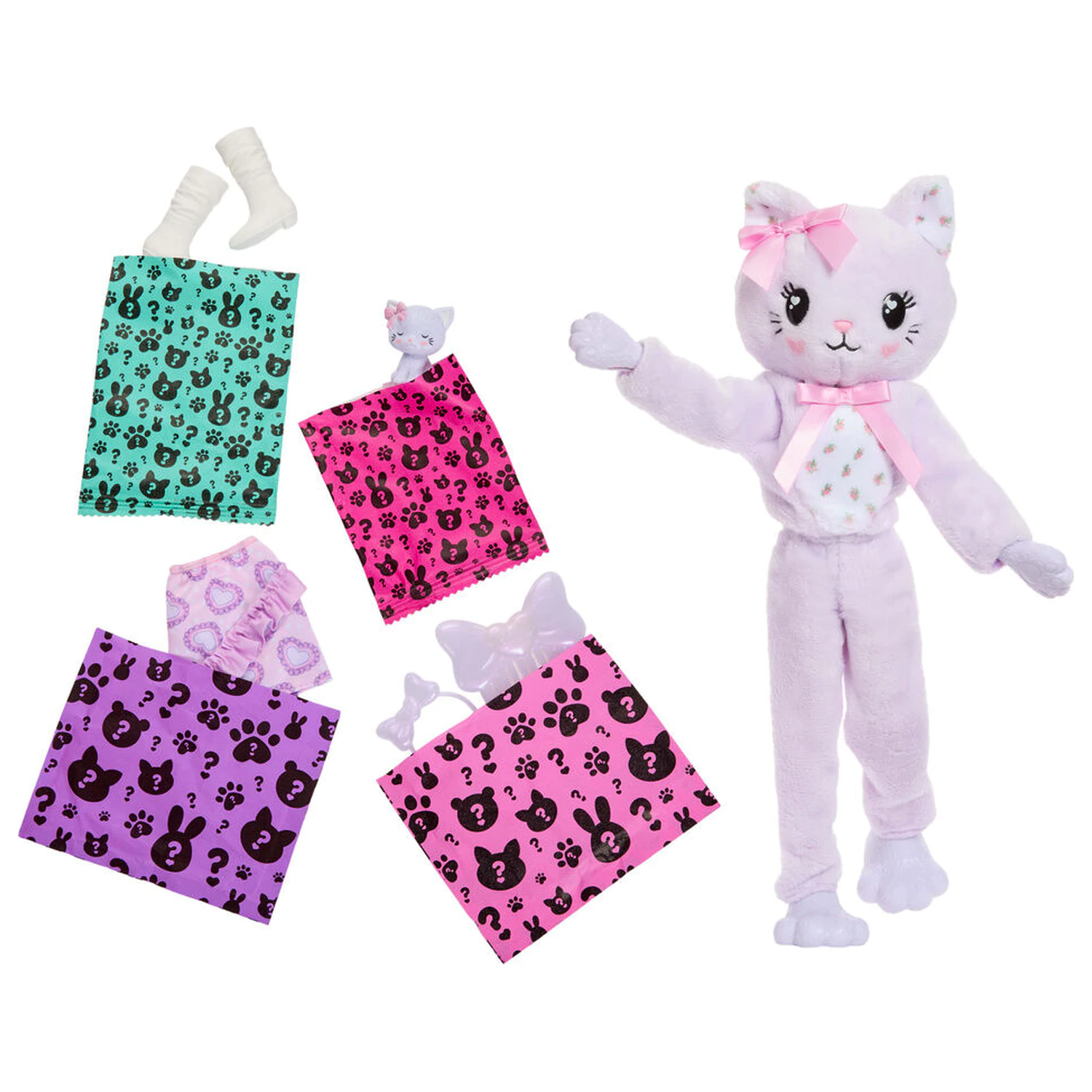 Papusa Barbie Sweet Ties Cutie Reveal Lilac Kitten poza produsului