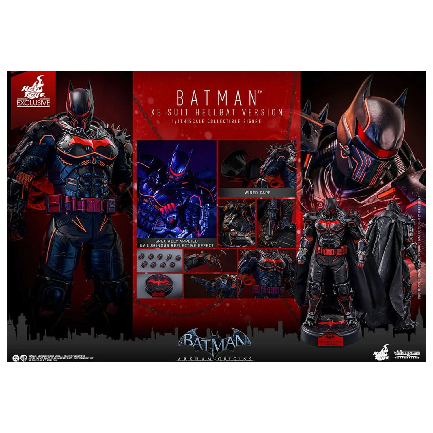 Batman Arkham Origins Videogame Masterpiece Figurina de Actiune 1/6 XE Suit Hellbat Version 33 cm poza produsului