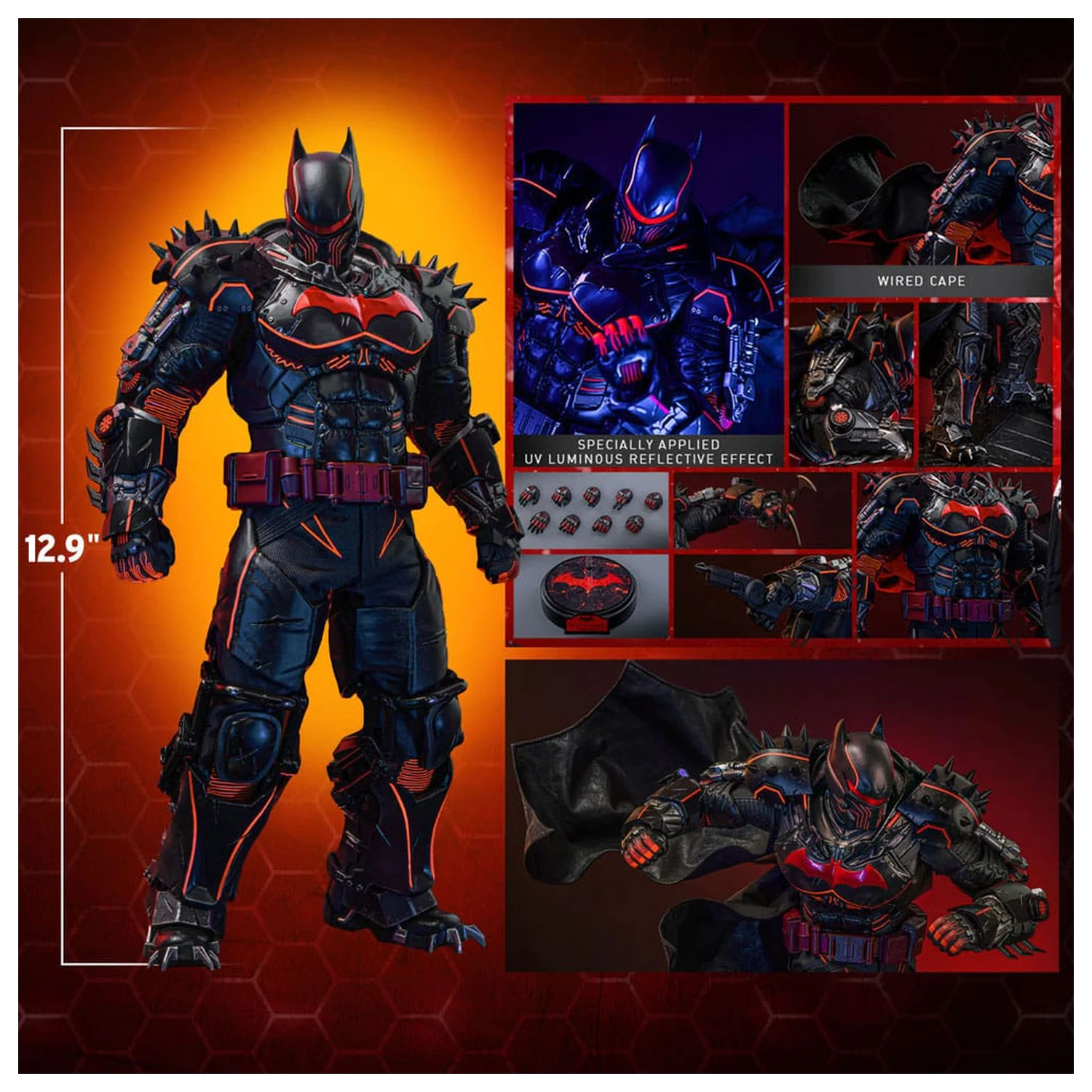 Batman Arkham Origins Videogame Masterpiece Figurina de Actiune 1/6 XE Suit Hellbat Version 33 cm poza produsului