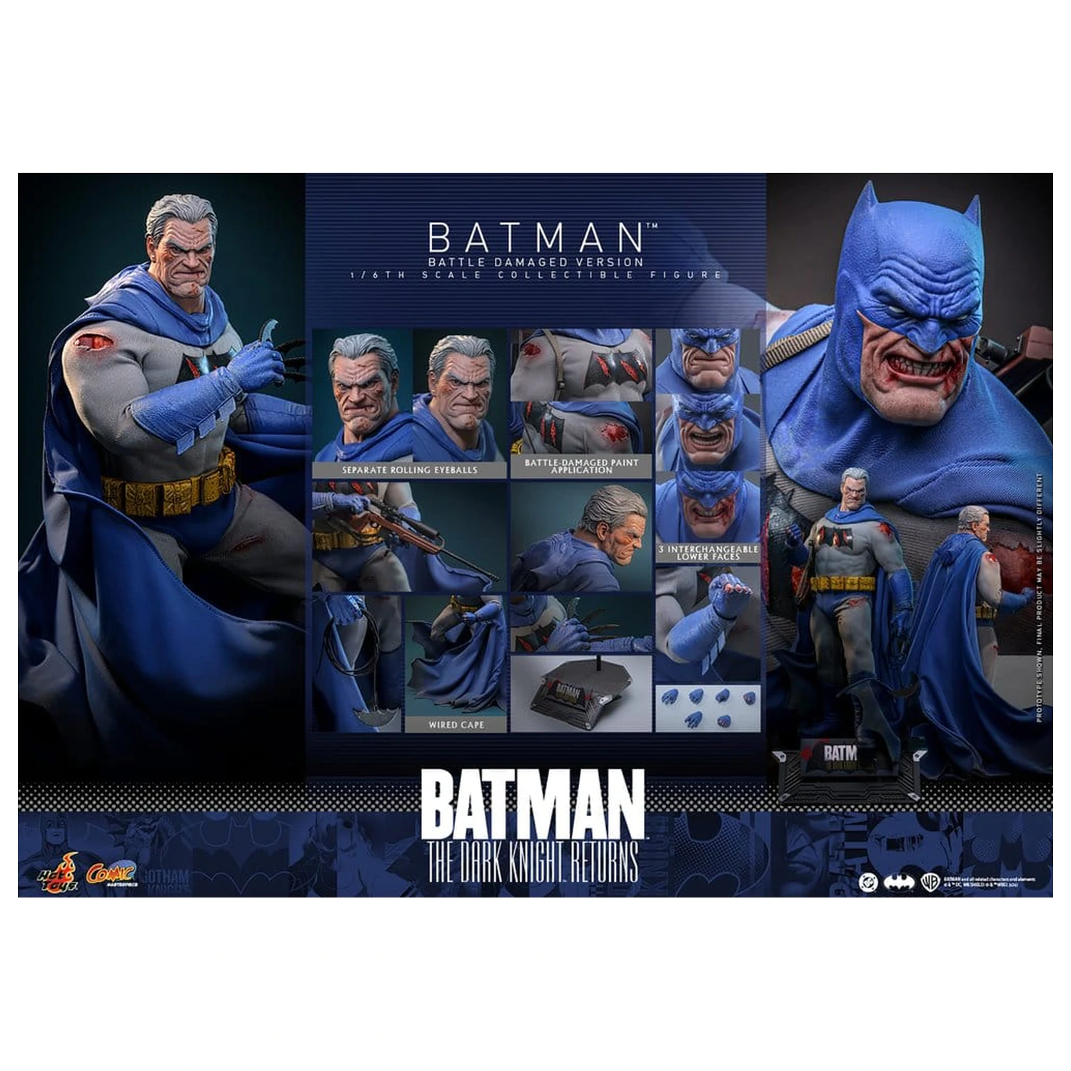 Batman: The Dark Knight Returns Comic Masterpiece figurina de actiune 1/6 Batman (Battle Damaged Version) 32 cm poza produsului