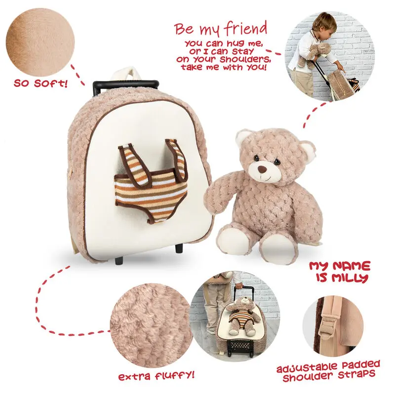 Troler Bear Milly cu jucarie de plus 38cm poza produsului