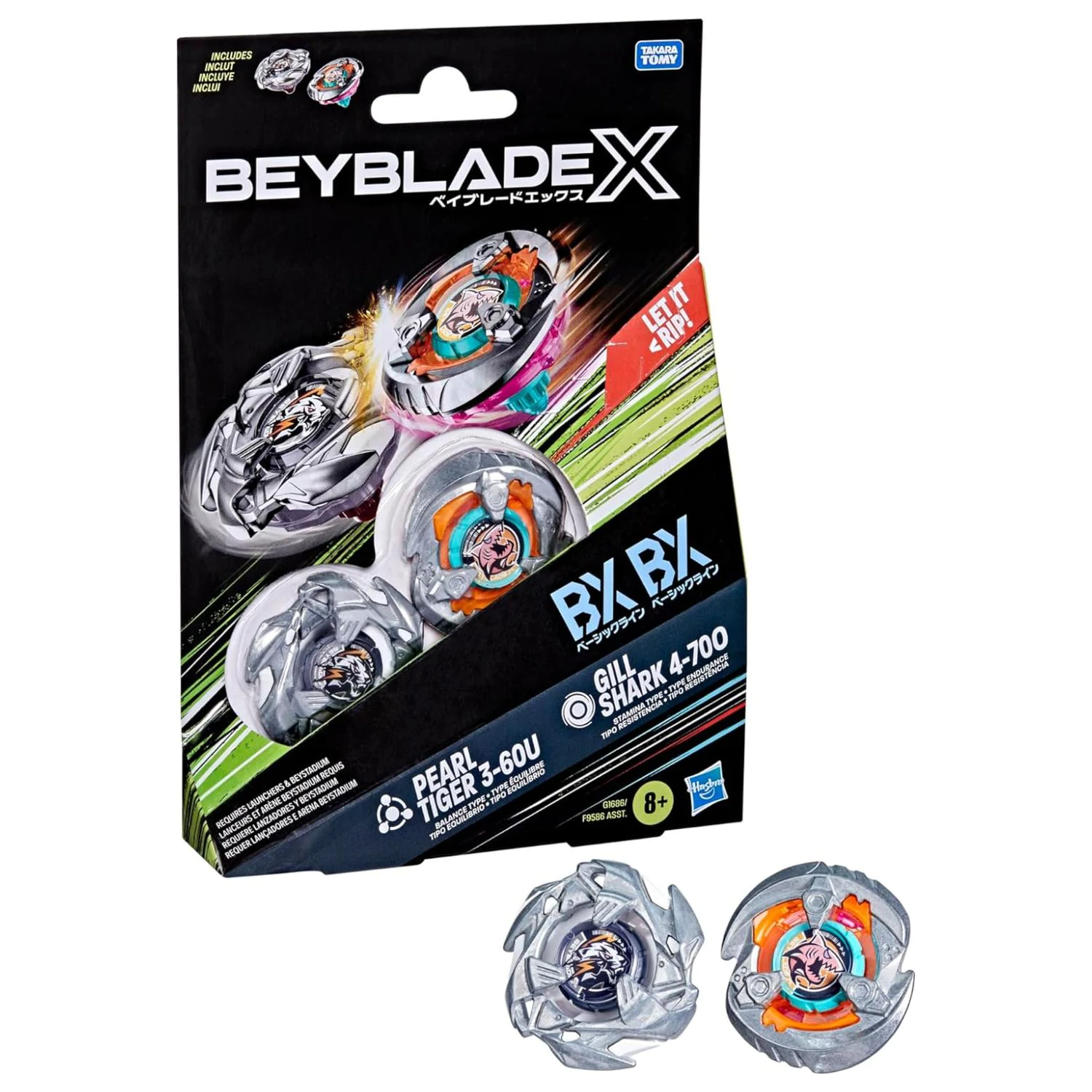Beyblade X Gill Shark 4-70O si Pearl Tiger 3-60U Pachet dublu poza produsului