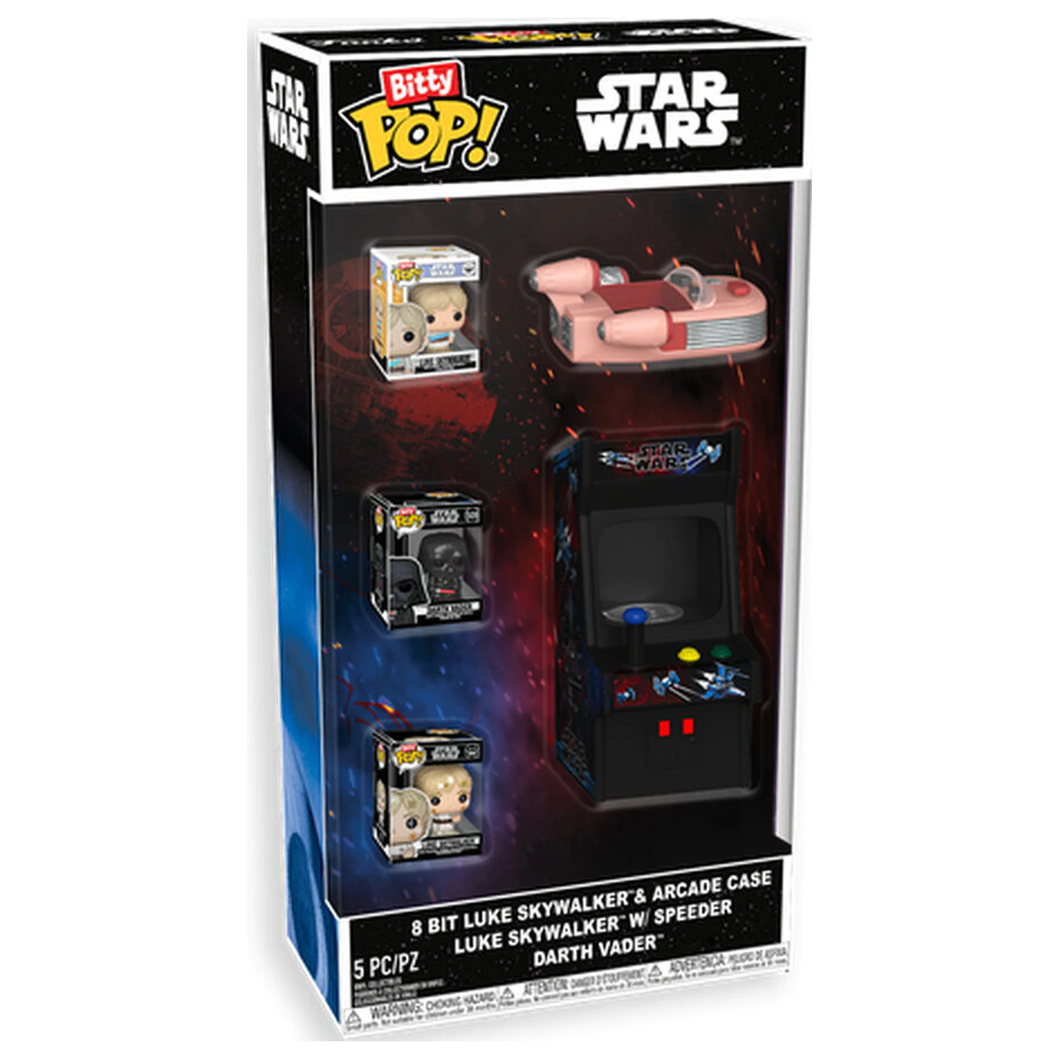 Figurina Bitty Funko POP Star Wars 8 Bit Luke Skywalker si Carcasa Arcade poza produsului