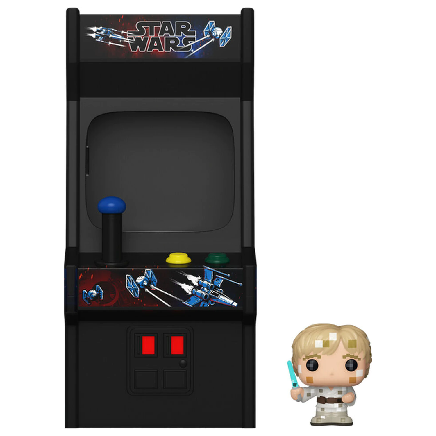 Figurina Bitty Funko POP Star Wars 8 Bit Luke Skywalker si Carcasa Arcade poza produsului