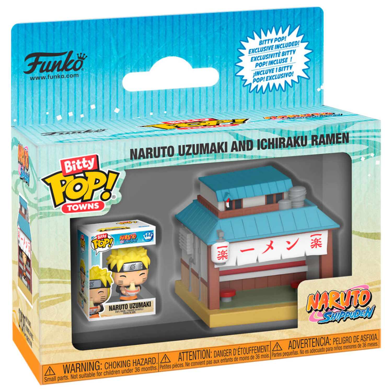 Figurină Bitty Funko POP Town Naruto Shippuden Naruto Uzumaki și Ichiraku Ramen poza produsului