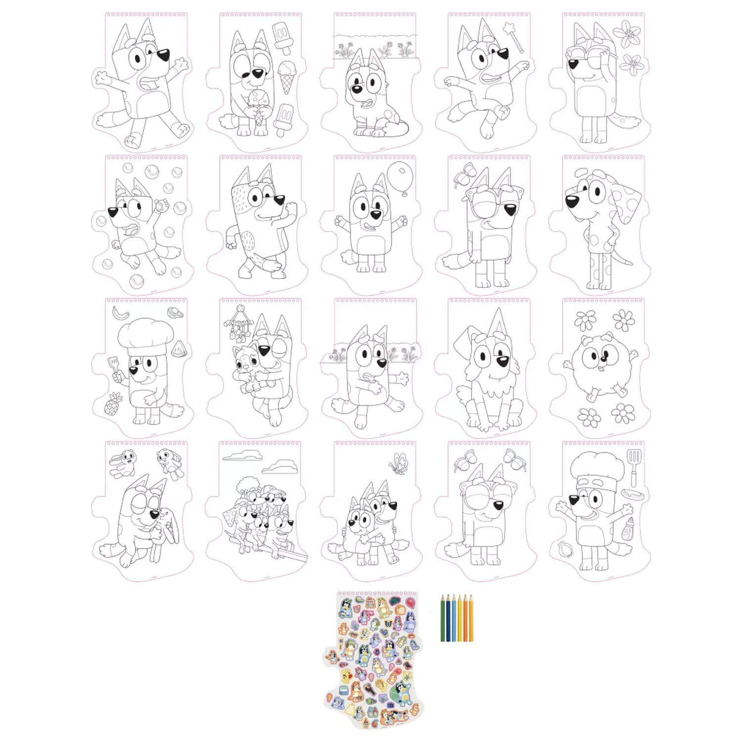 Bluey Happy Shape Set de colorat cu stickere si creioane colorate poza produsului