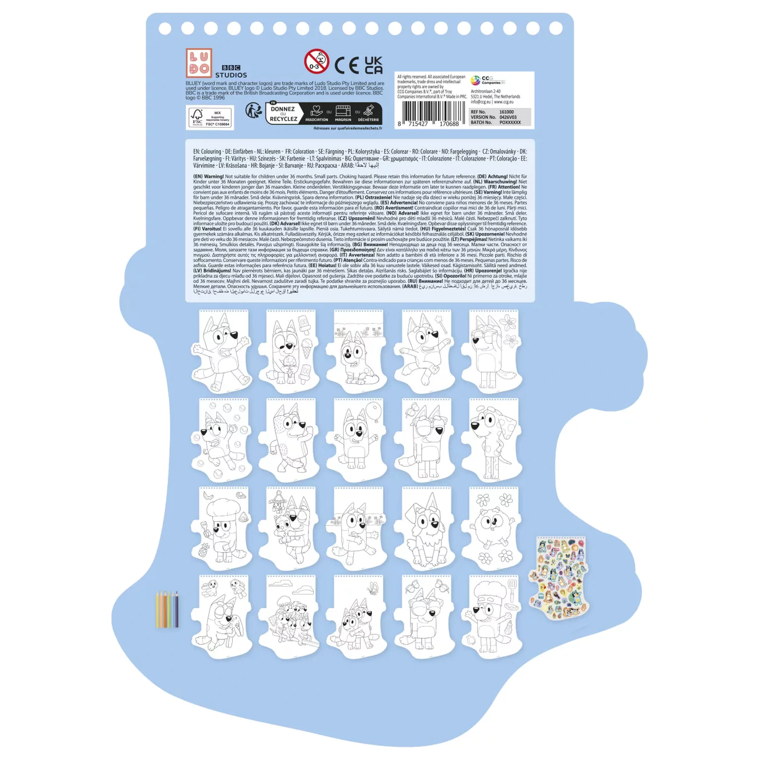 Bluey Happy Shape Set de colorat cu stickere si creioane colorate poza produsului