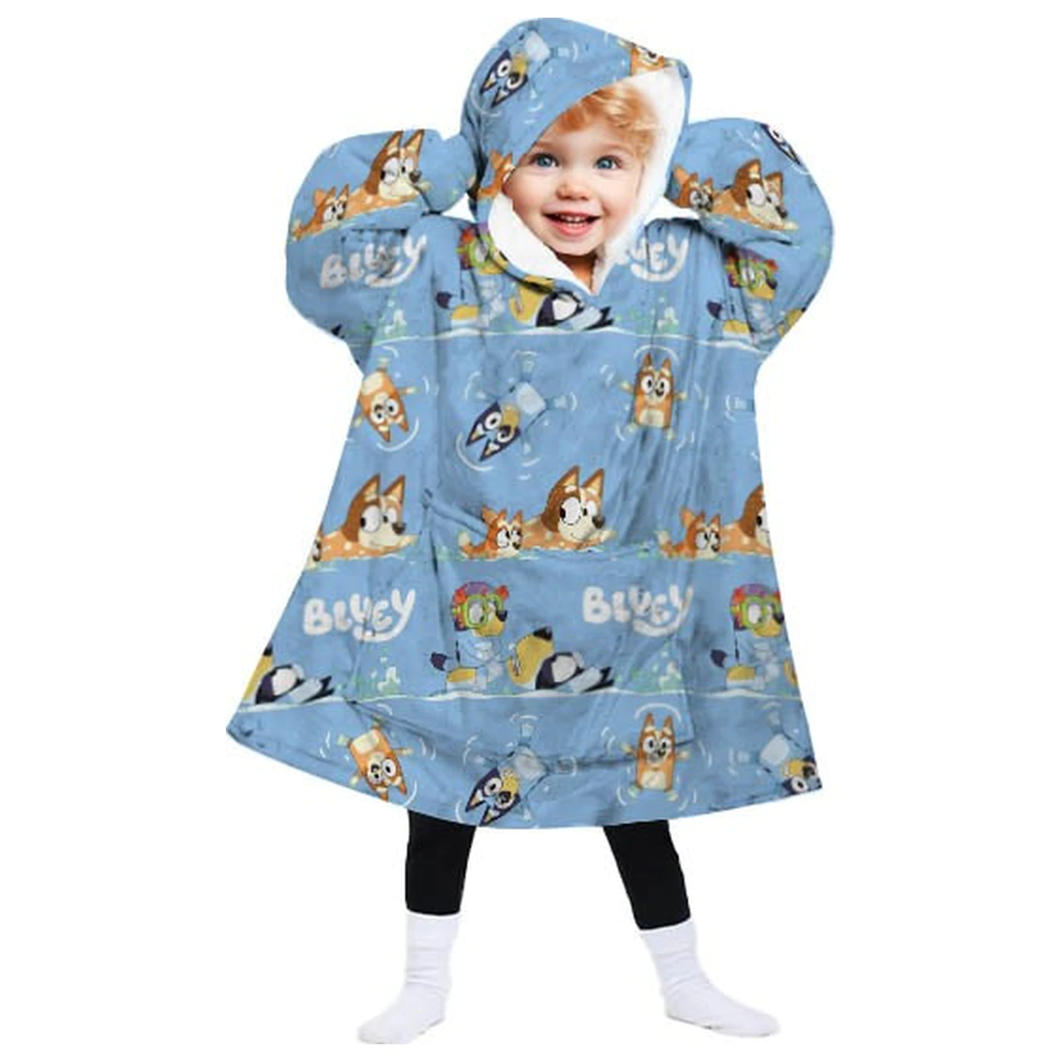 Bluey Seaside wearable plush fleece patura poncho pentru 3-6 ani poza produsului