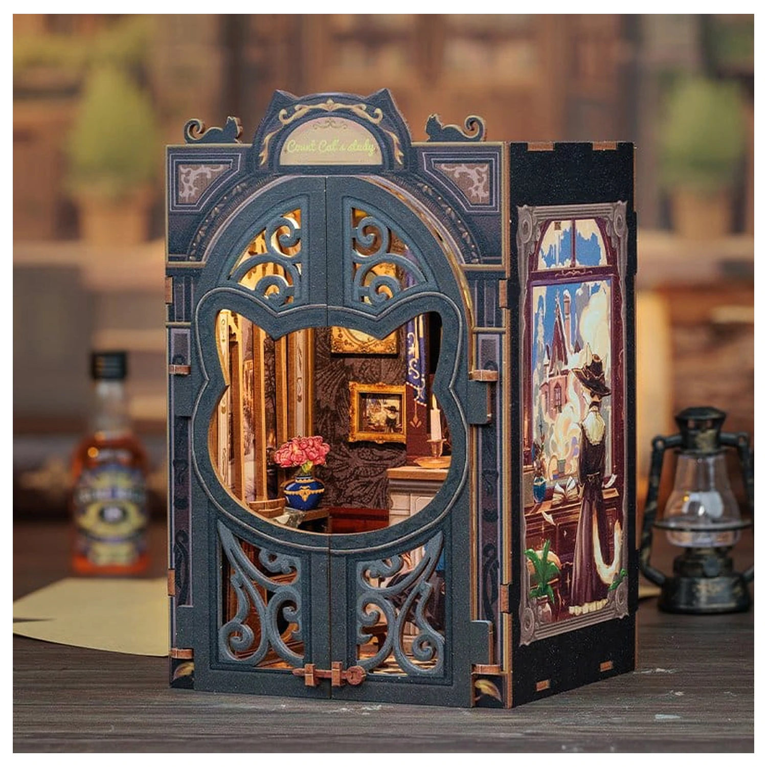 Book Nook Count Cat's Study 17 x 12 cm poza produsului