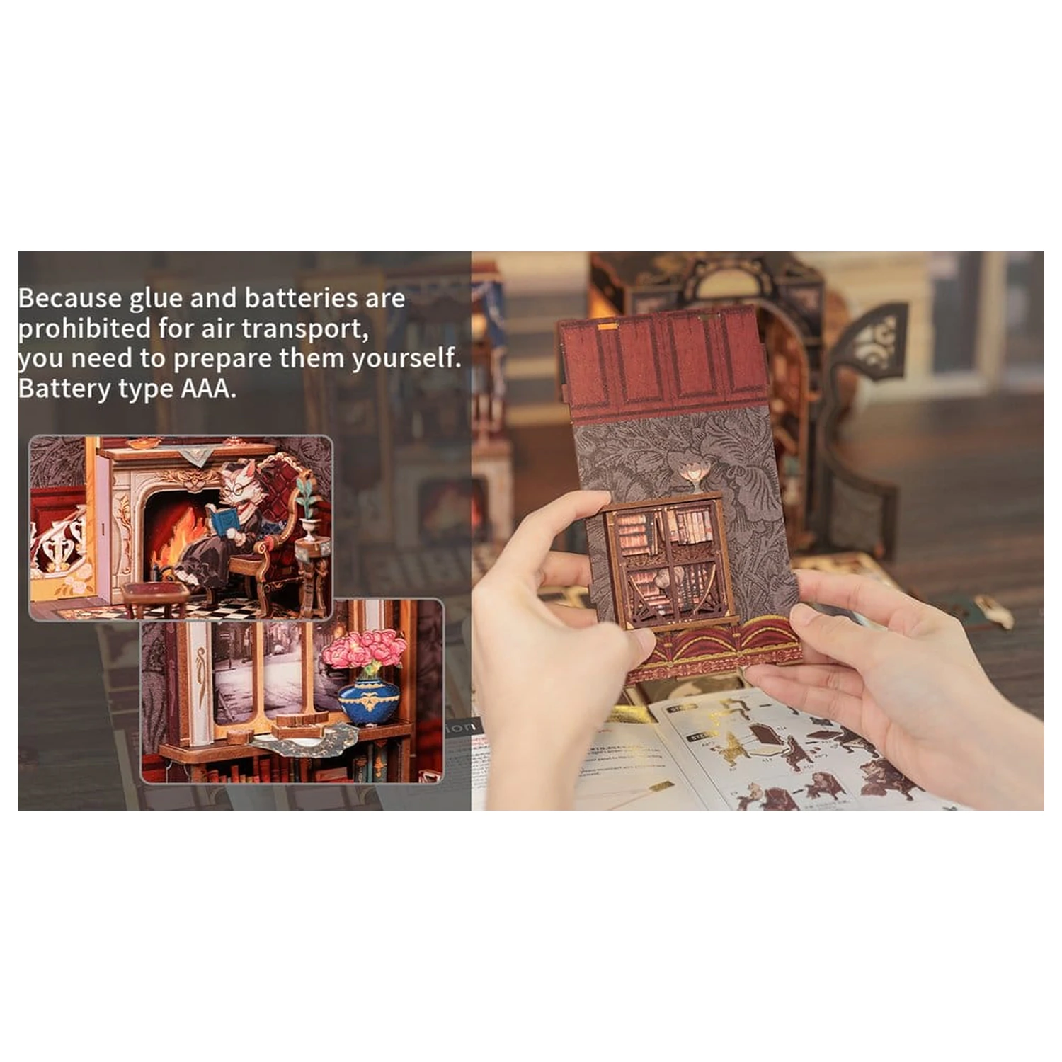 Book Nook Count Cat's Study 17 x 12 cm poza produsului