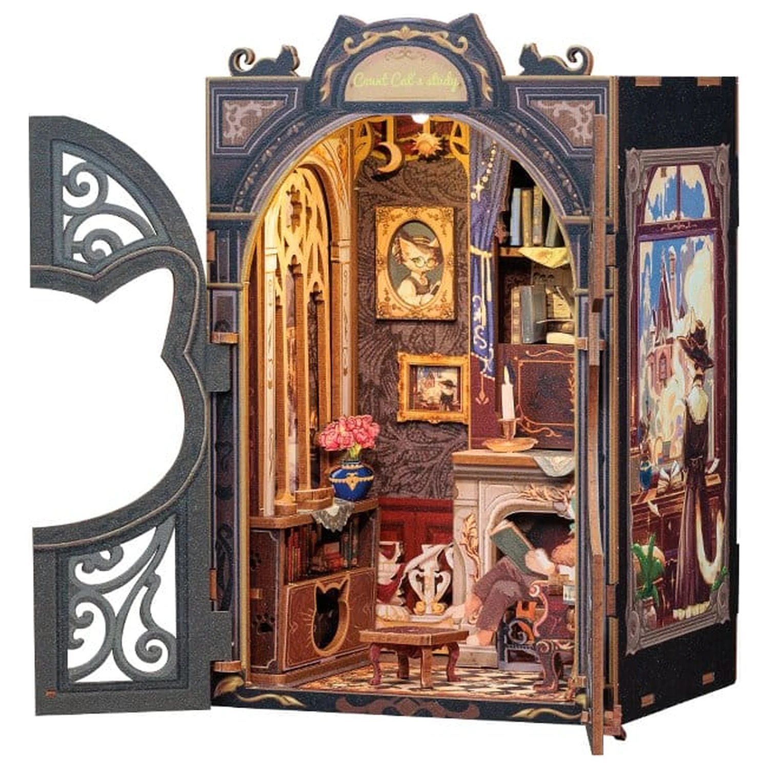 Book Nook Count Cat's Study 17 x 12 cm poza produsului