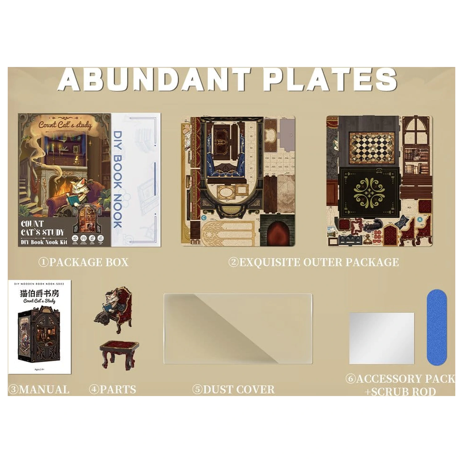 Book Nook Count Cat's Study 17 x 12 cm poza produsului