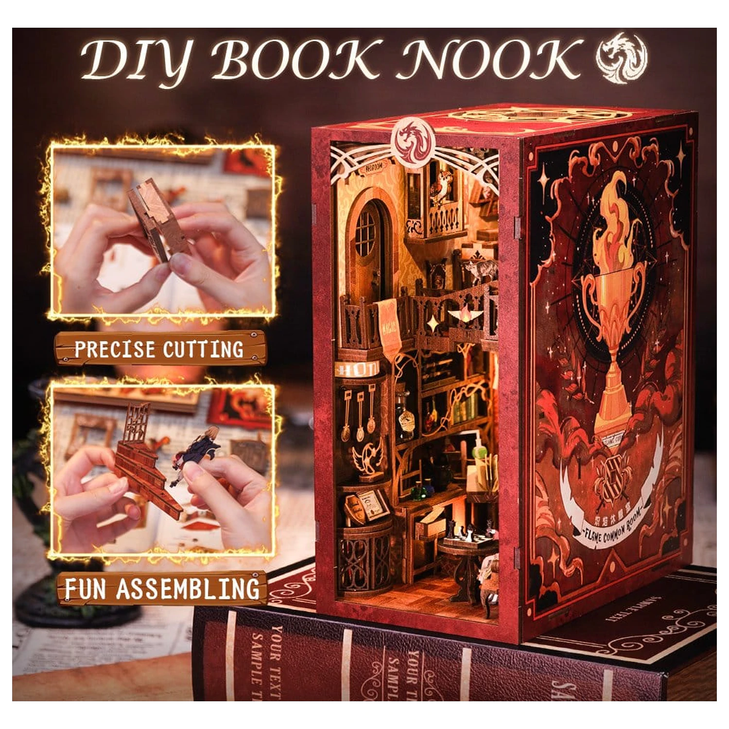Book Nook Flame Common Room 23 x 11 cm poza produsului