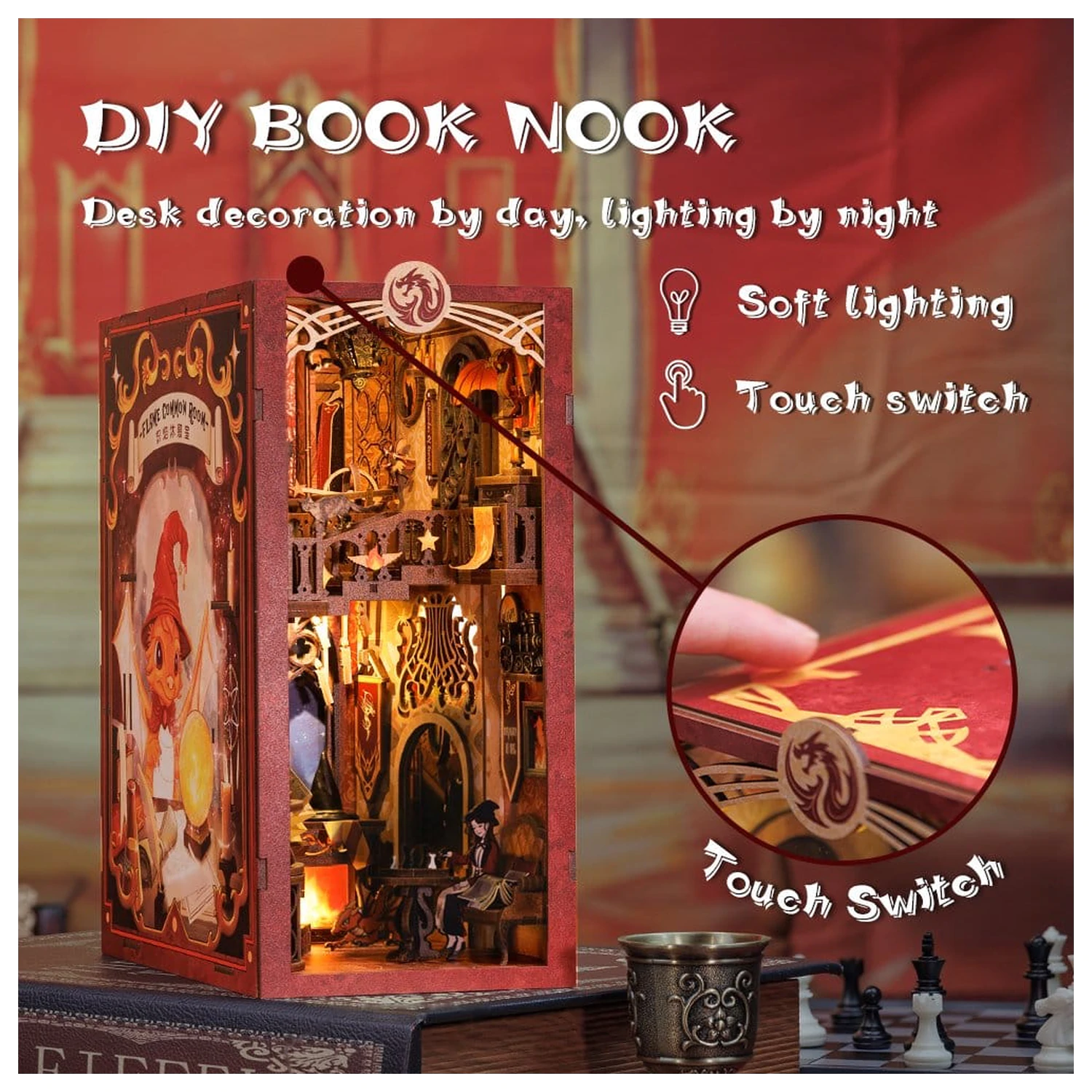 Book Nook Flame Common Room 23 x 11 cm poza produsului