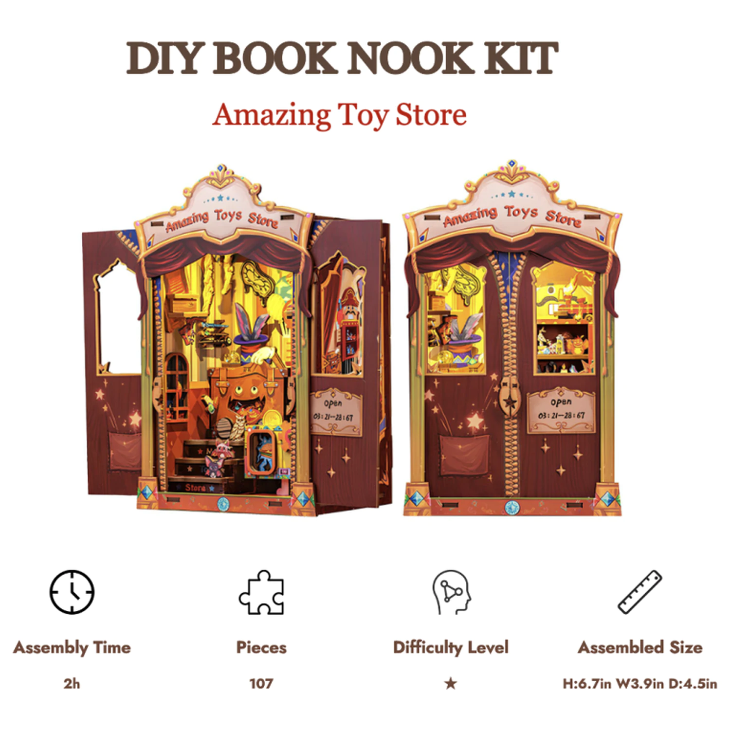 Book Nook Kit DIY Amazing Toy Store 107 piese + lumina LED poza produsului