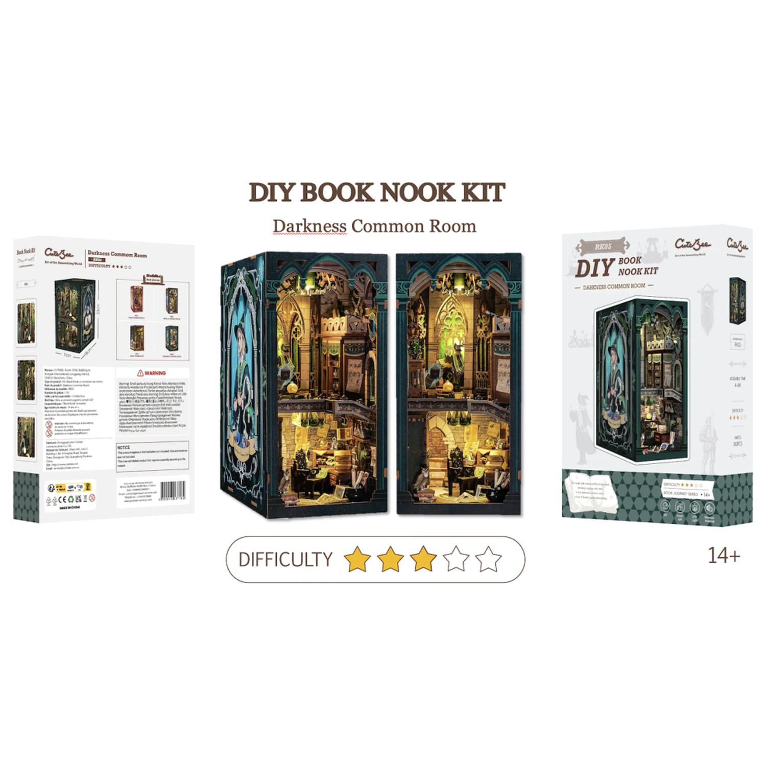 BOOK NOOK KIT DIY Darkness Common Room 150db + Set de construcție cu LED-uri luminoase poza produsului
