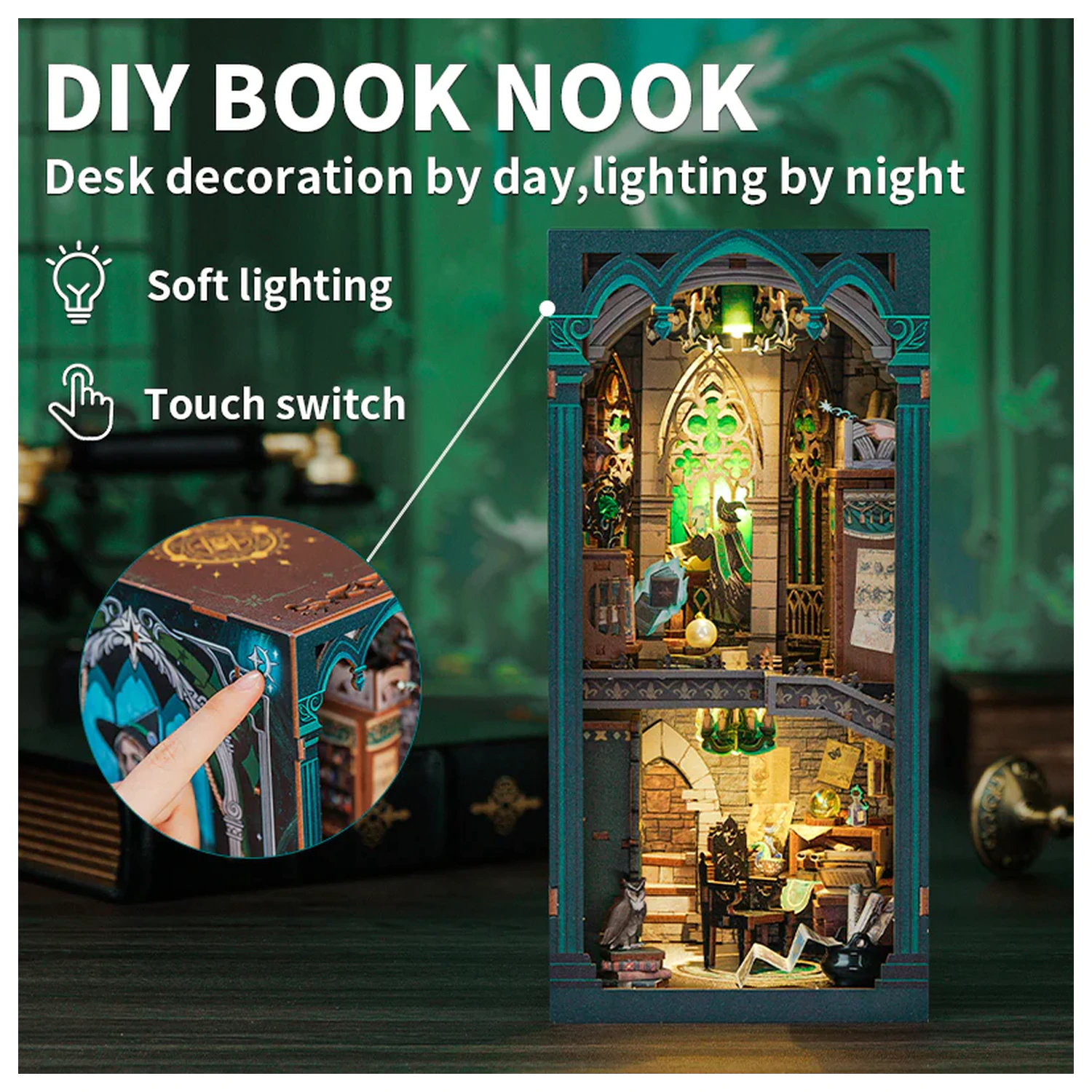 BOOK NOOK KIT DIY Darkness Common Room 150db + Set de construcție cu LED-uri luminoase poza produsului