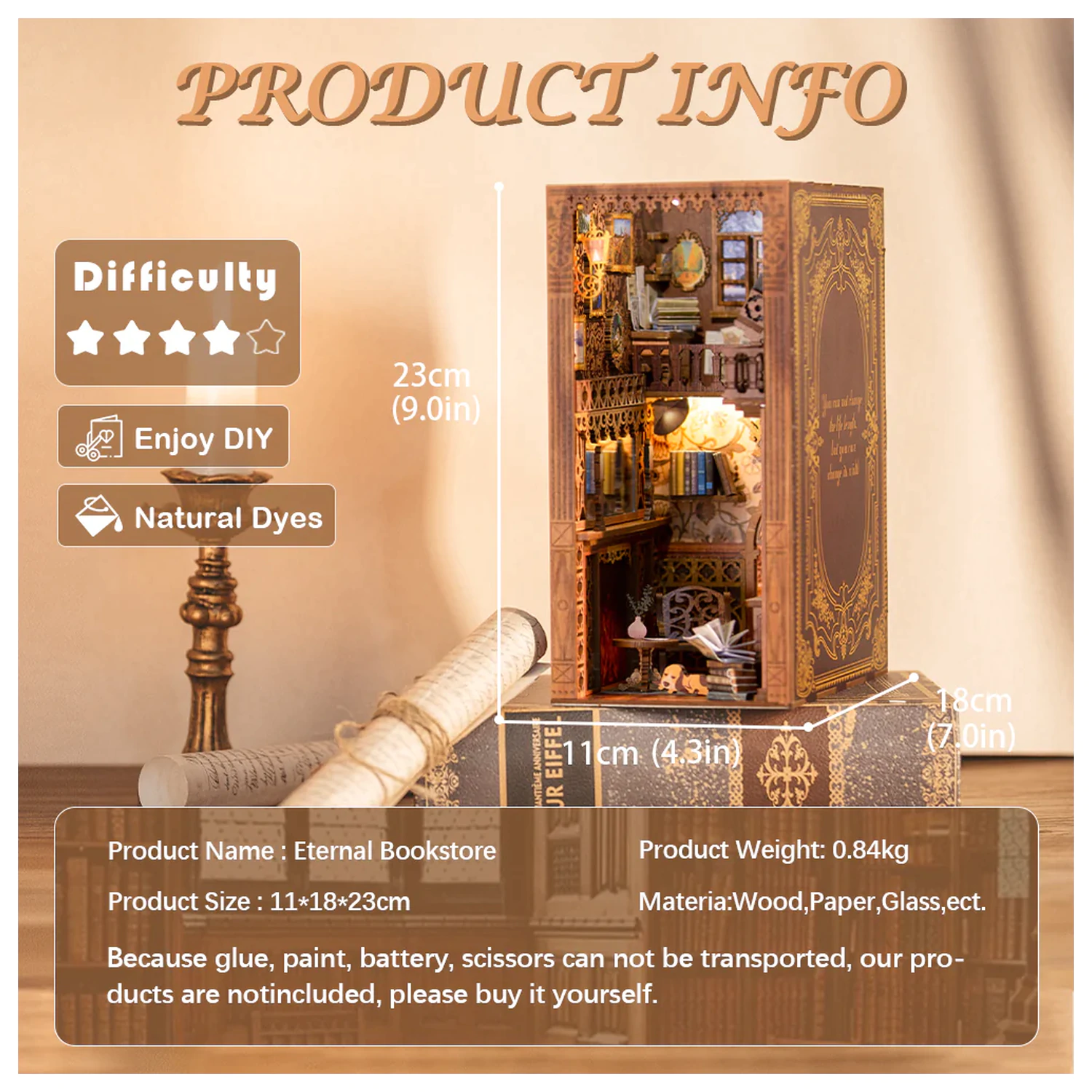 BOOK NOOK KIT DIY Eternal Bookstore 172 bucăți + Lumină LED poza produsului