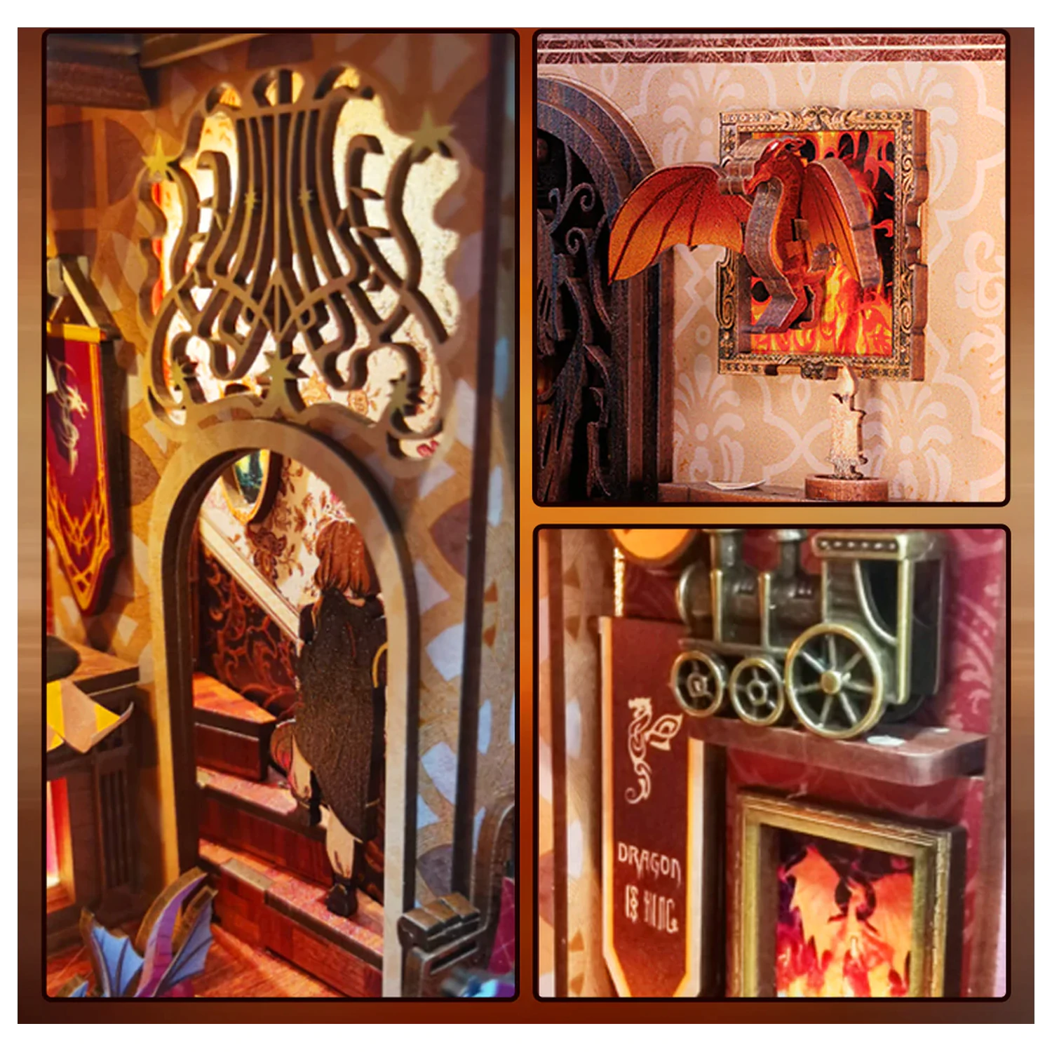 Book Nook Kit DIY Flame Common Room 226db + Set de constructie cu lumina LED poza produsului