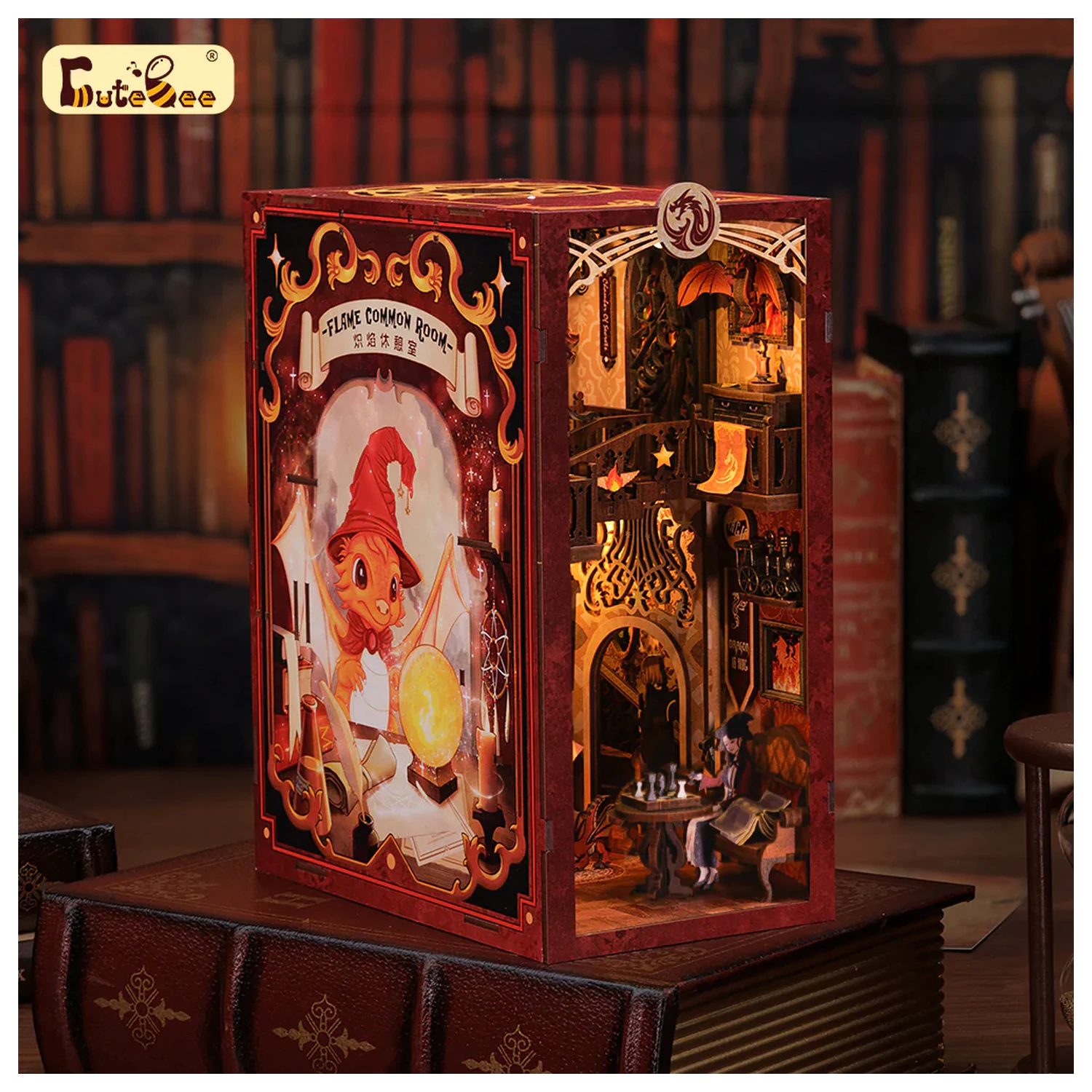 Book Nook Kit DIY Flame Common Room 226db + Set de constructie cu lumina LED poza produsului