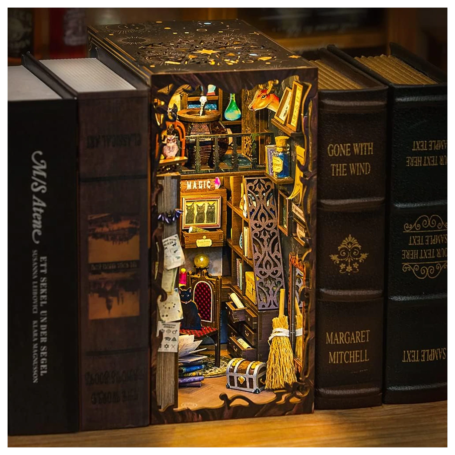 BOOK NOOK KIT DIY Magic Pharmacist 282 piese + set de constructie cu lumina LED poza produsului