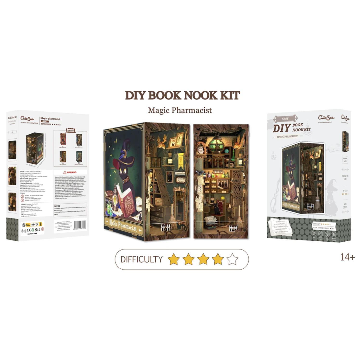 BOOK NOOK KIT DIY Magic Pharmacist 282 piese + set de constructie cu lumina LED poza produsului