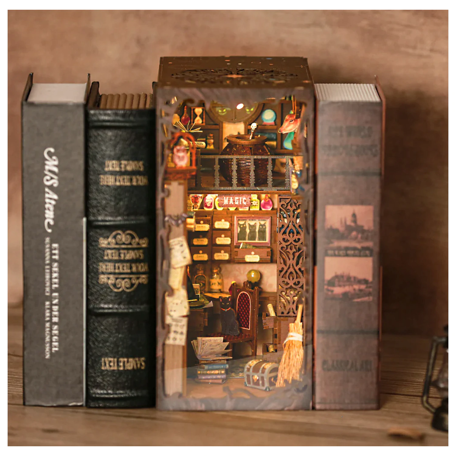 BOOK NOOK KIT DIY Magic Pharmacist 282 piese + set de constructie cu lumina LED poza produsului