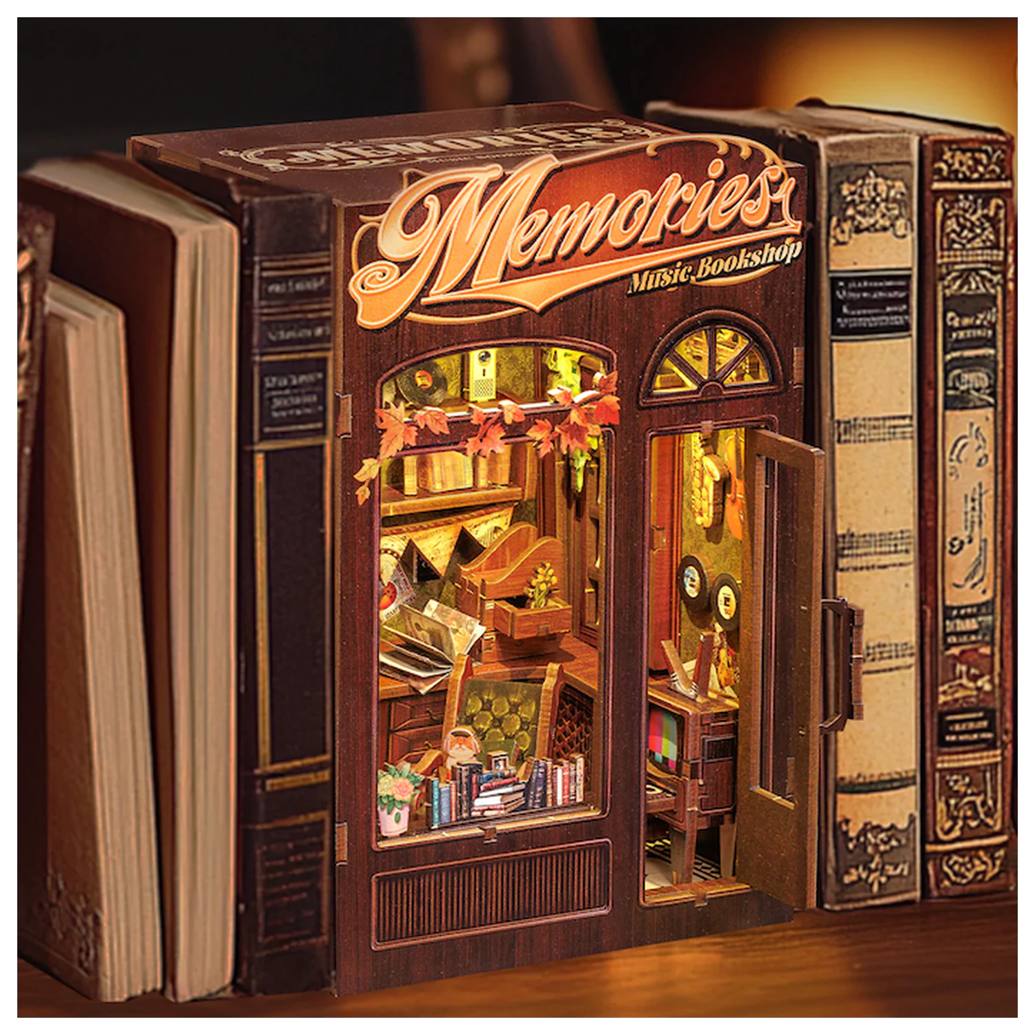 BOOK NOOK KIT DIY Memories Music Bookshop set de construcție 136 de piese + lumină LED poza produsului