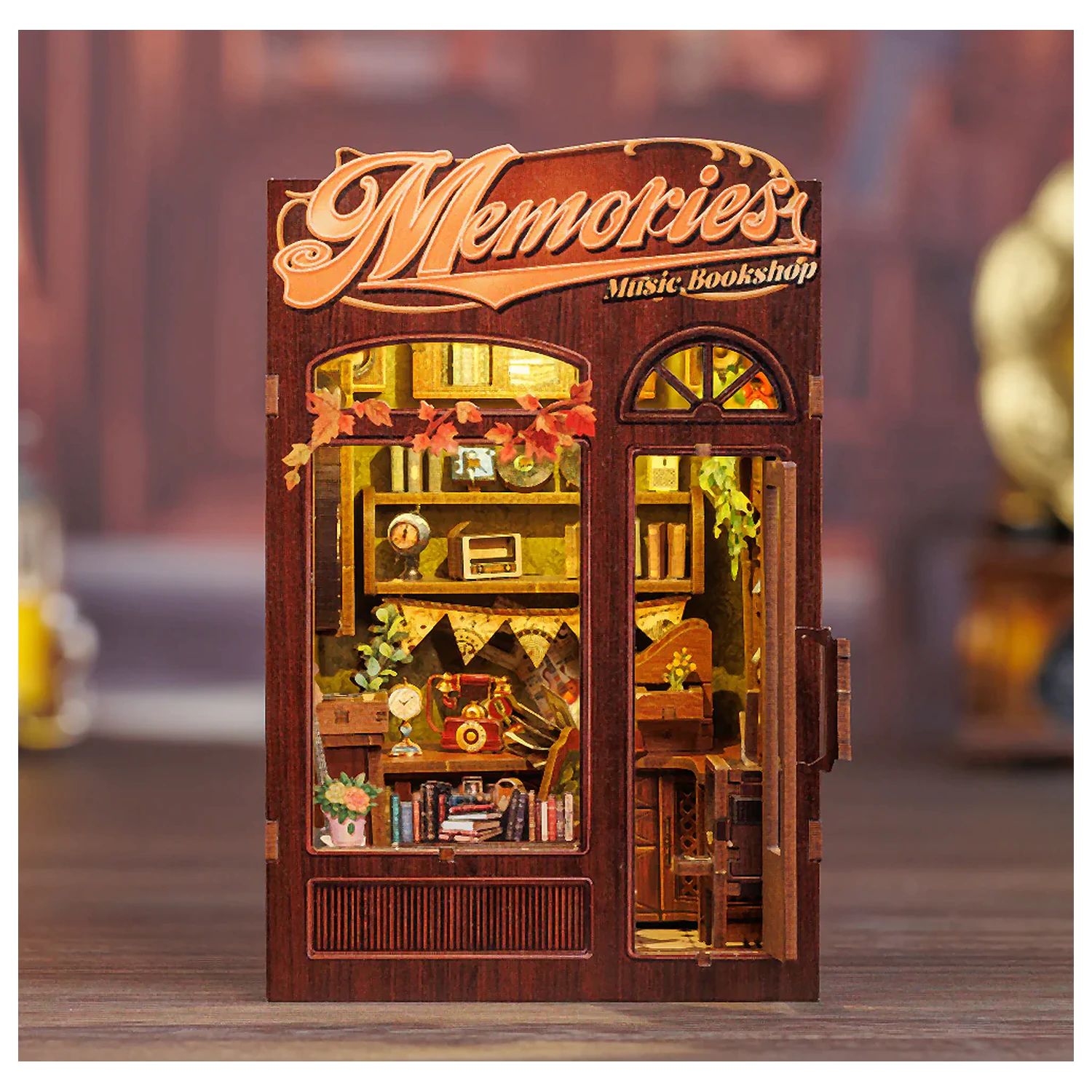 BOOK NOOK KIT DIY Memories Music Bookshop set de construcție 136 de piese + lumină LED poza produsului