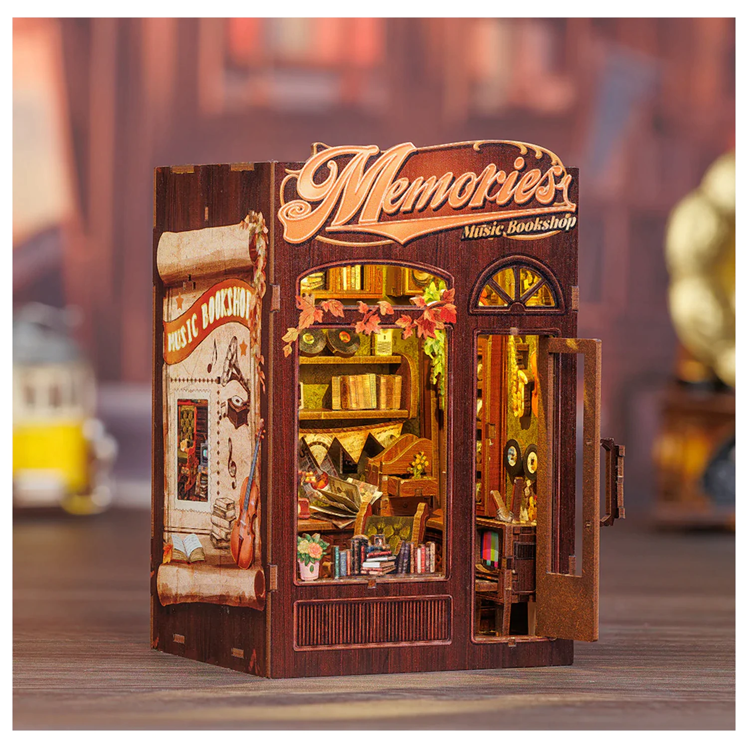 BOOK NOOK KIT DIY Memories Music Bookshop set de construcție 136 de piese + lumină LED poza produsului