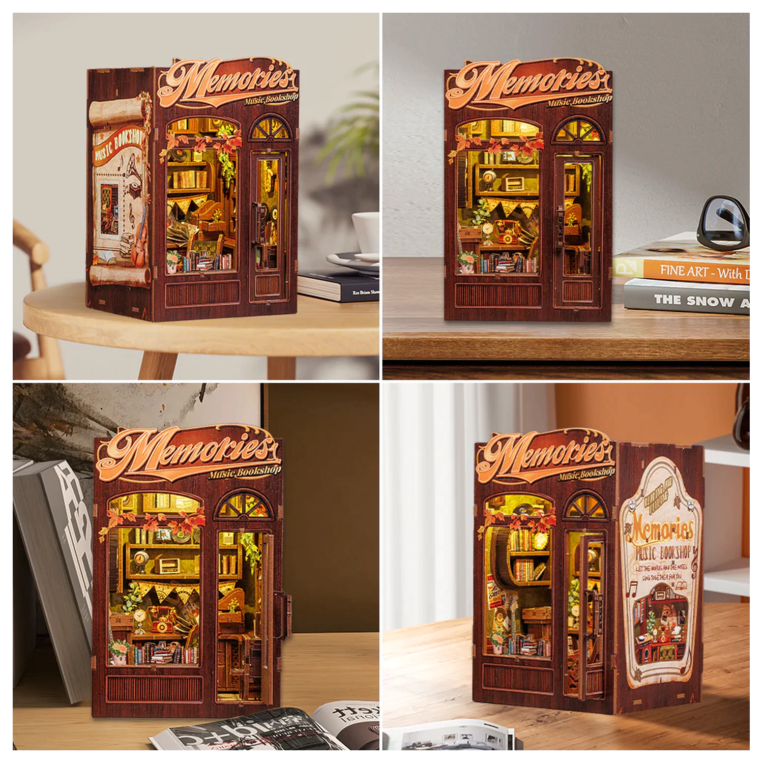 BOOK NOOK KIT DIY Memories Music Bookshop set de construcție 136 de piese + lumină LED poza produsului