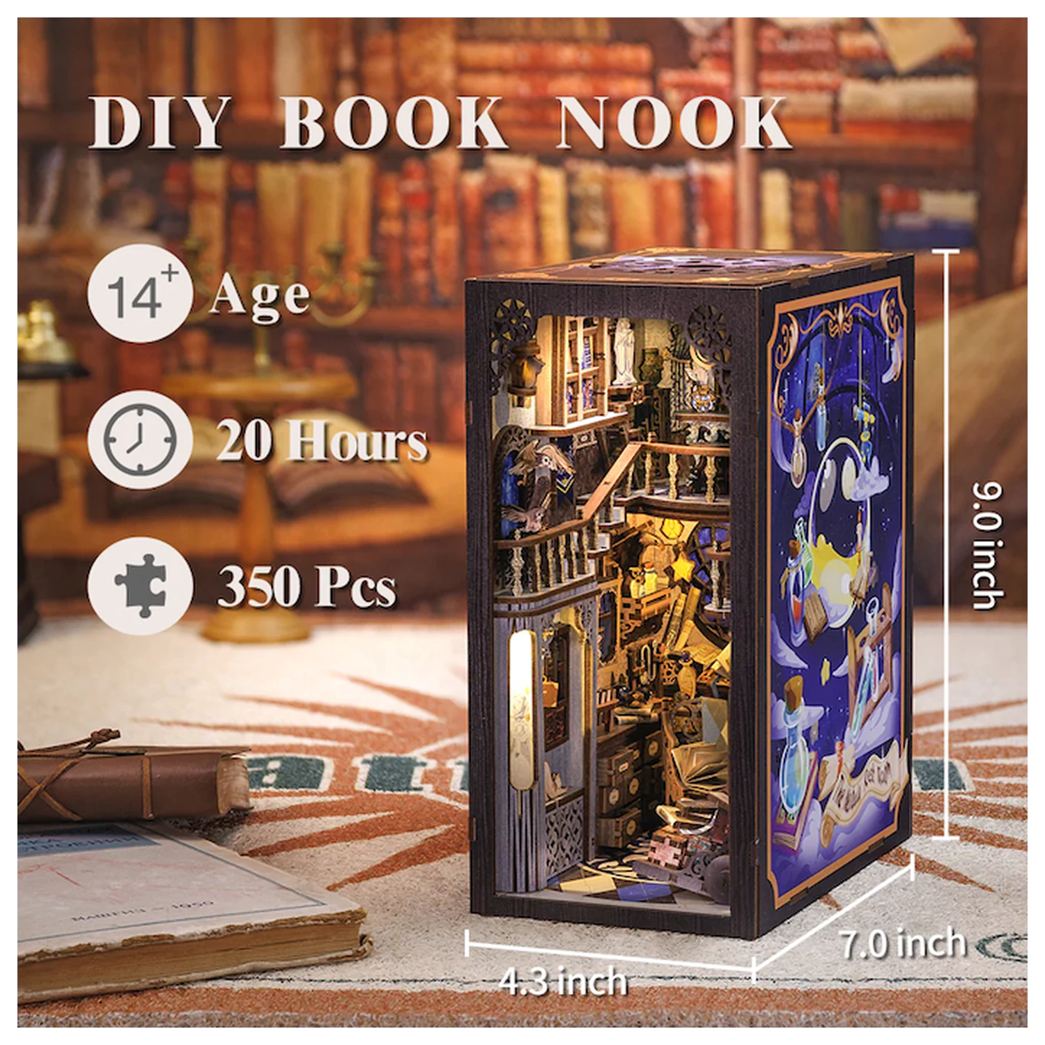 BOOK NOOK KIT DIY Nebula Common Room set de construcție 350 piese + LED Light poza produsului