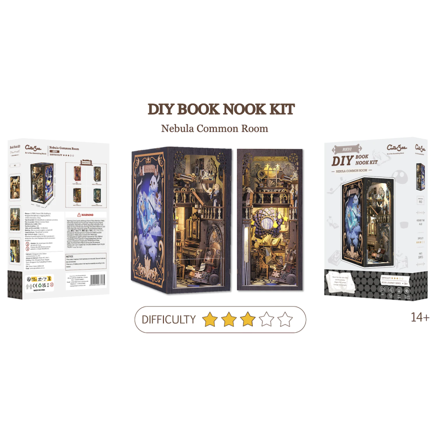 BOOK NOOK KIT DIY Nebula Common Room set de construcție 350 piese + LED Light poza produsului