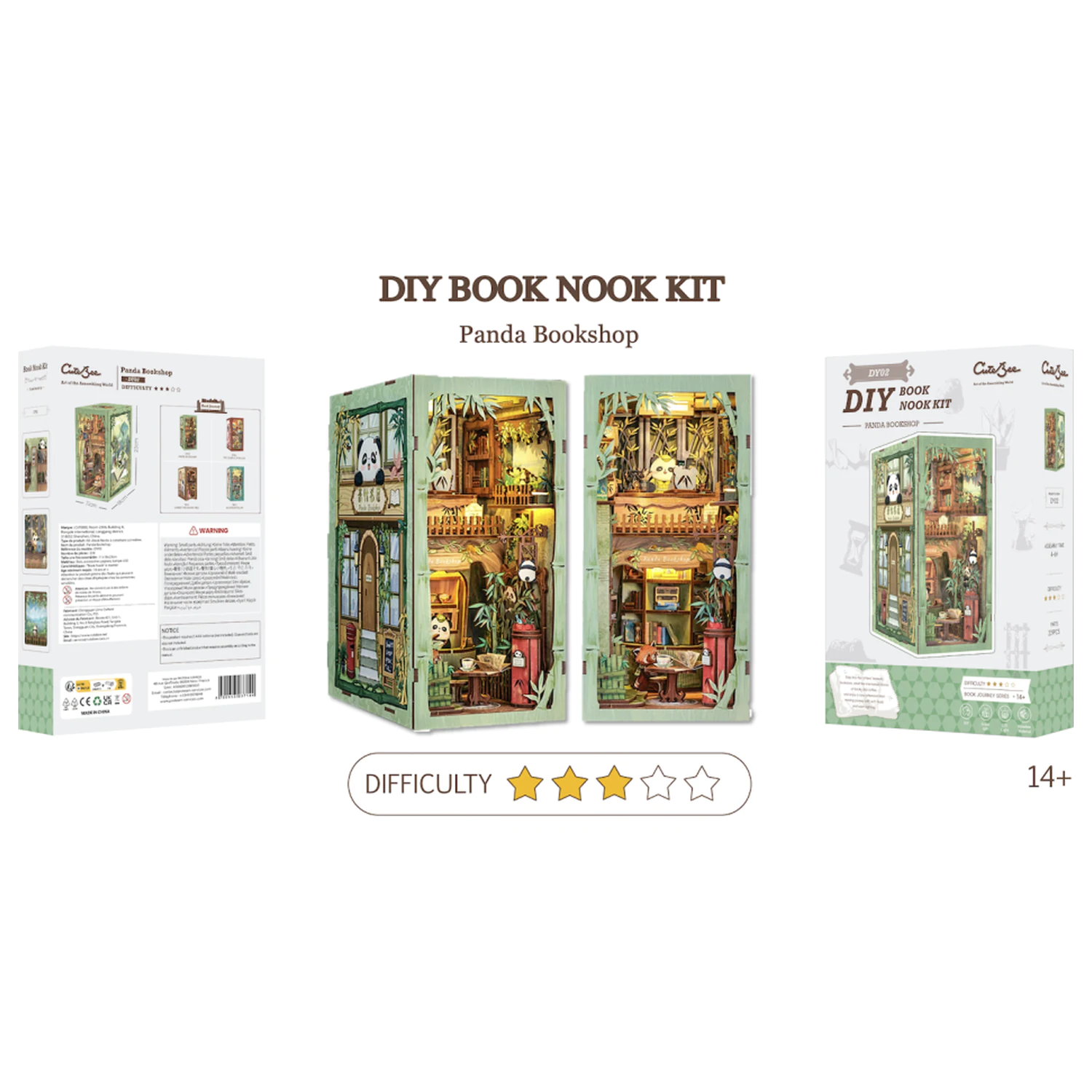 BOOK NOOK KIT DIY Panda Bookshop 239 piese + Lumina LED poza produsului