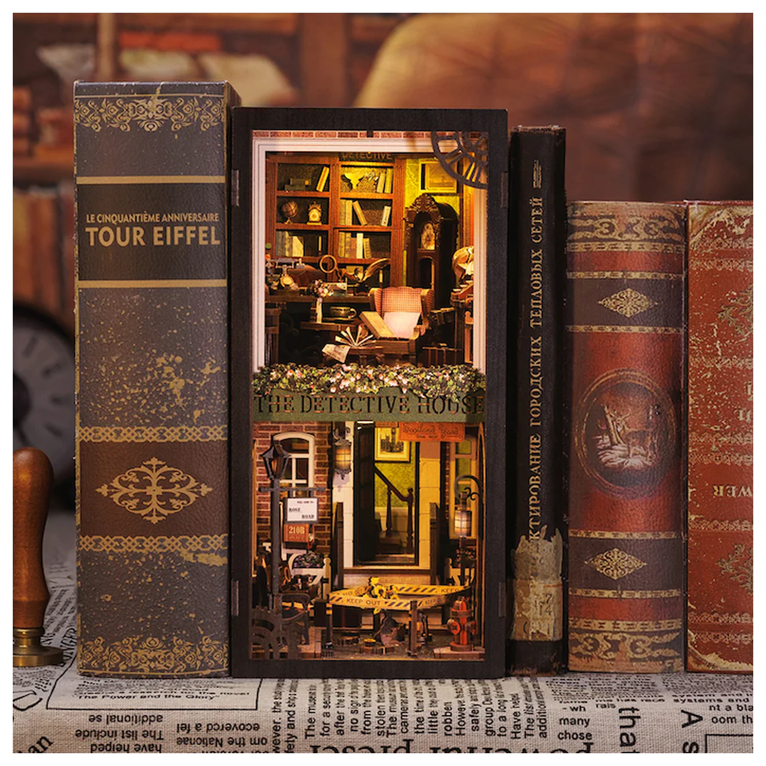 BOOK NOOK KIT DIY Rose Detective Agency set de constructie 322 piese + LED Light poza produsului