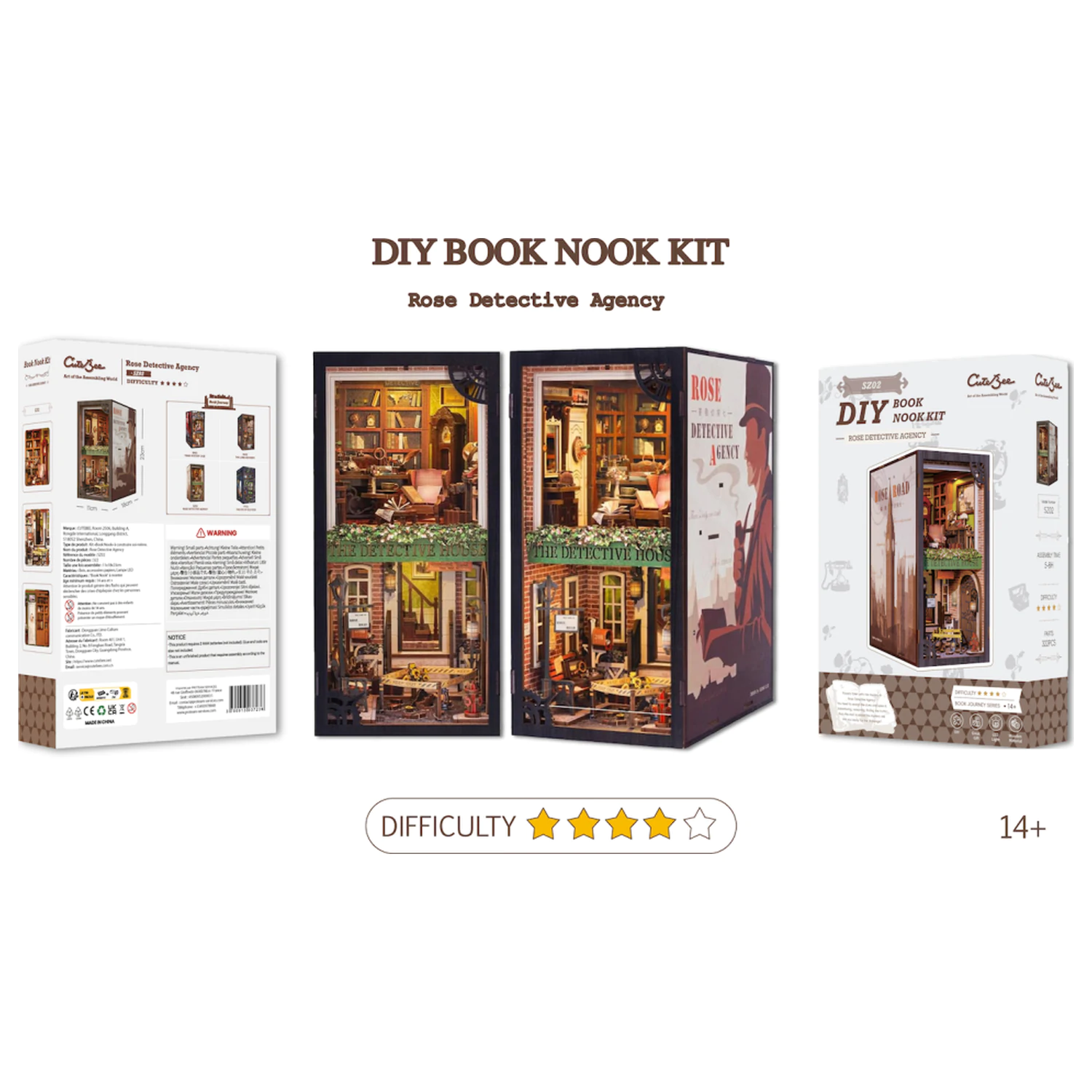 BOOK NOOK KIT DIY Rose Detective Agency set de constructie 322 piese + LED Light poza produsului