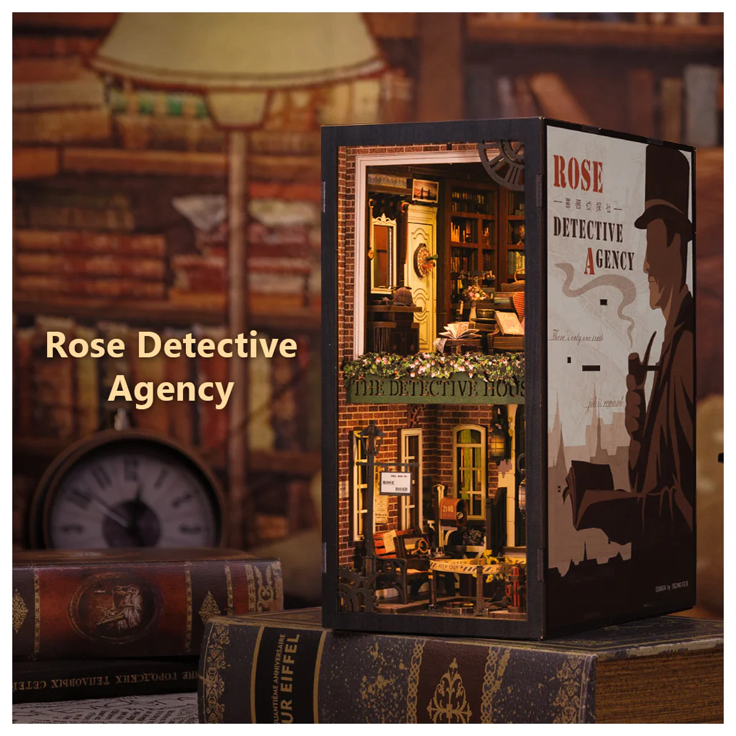 BOOK NOOK KIT DIY Rose Detective Agency set de constructie 322 piese + LED Light poza produsului