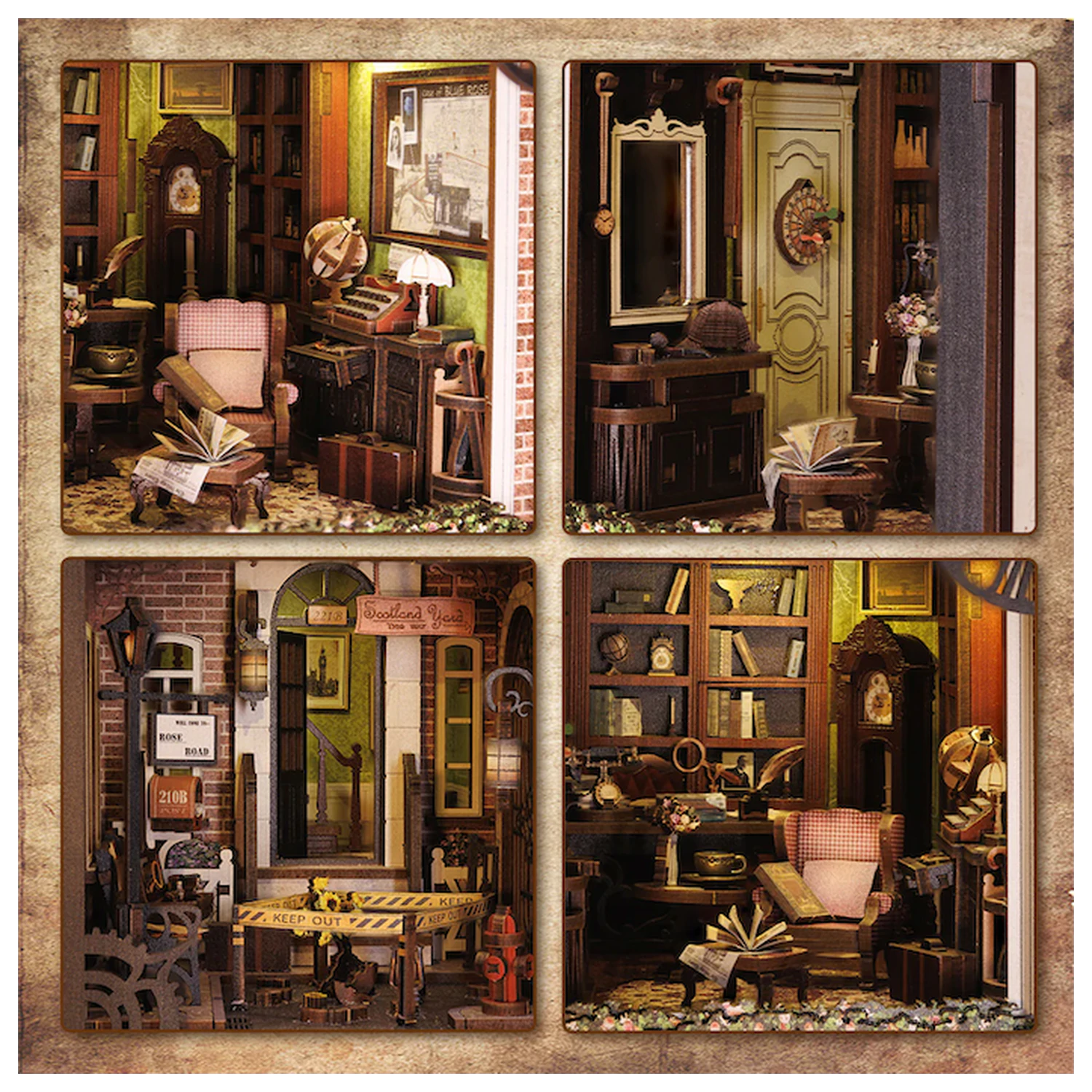 BOOK NOOK KIT DIY Rose Detective Agency set de constructie 322 piese + LED Light poza produsului