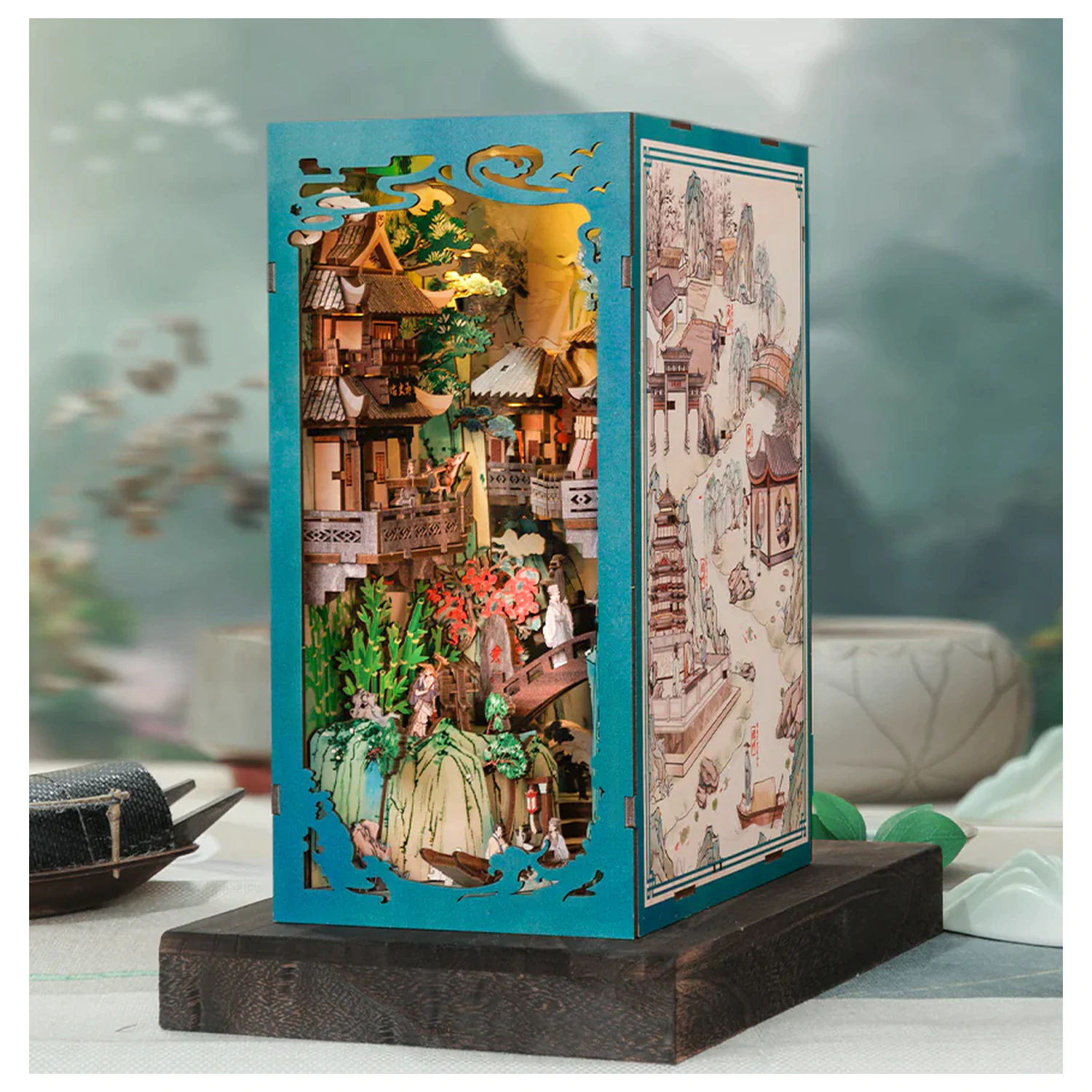 SET DE CONSTRUCTIE BOOK NOOK KIT DIY Su Dongpo's Life 280 piese + LED Light poza produsului