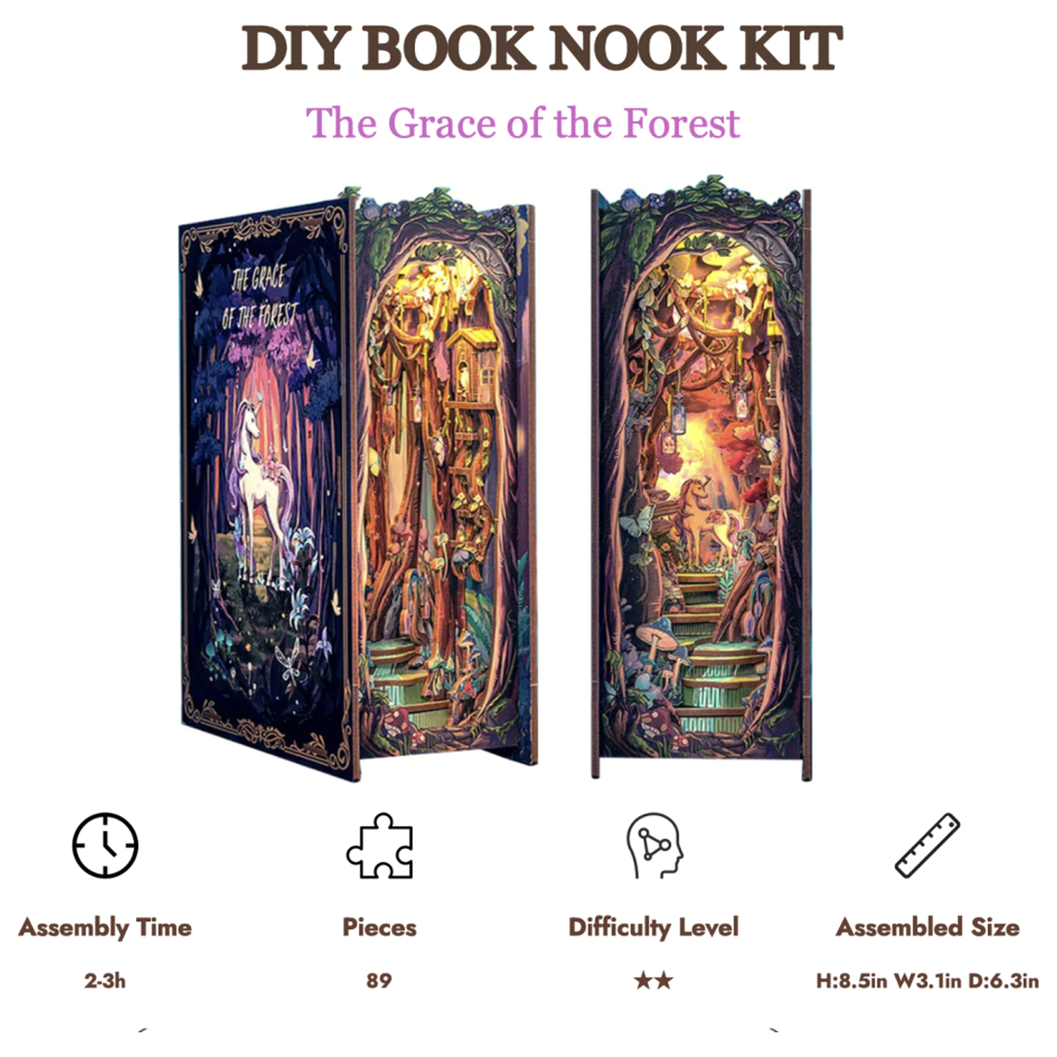 Book Nook Kit DIY The Grace of the Forest 89 buc + Lumină LED poza produsului