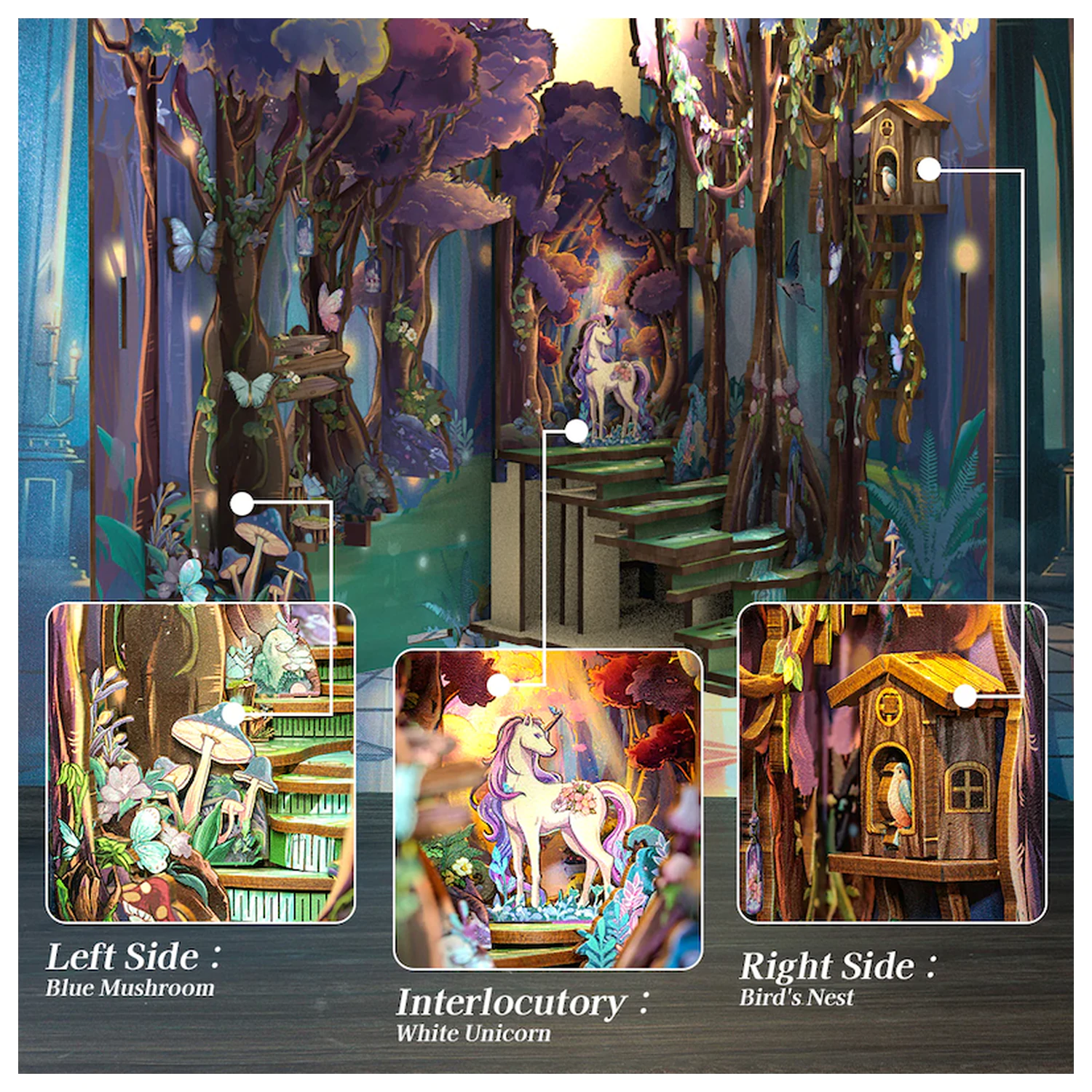 Book Nook Kit DIY The Grace of the Forest 89 buc + Lumină LED poza produsului