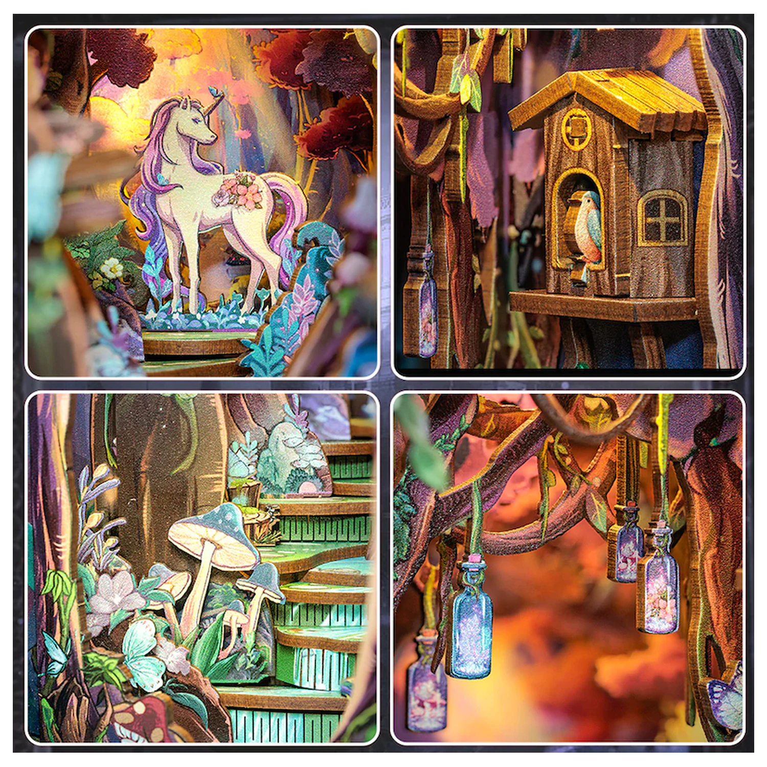 Book Nook Kit DIY The Grace of the Forest 89 buc + Lumină LED poza produsului