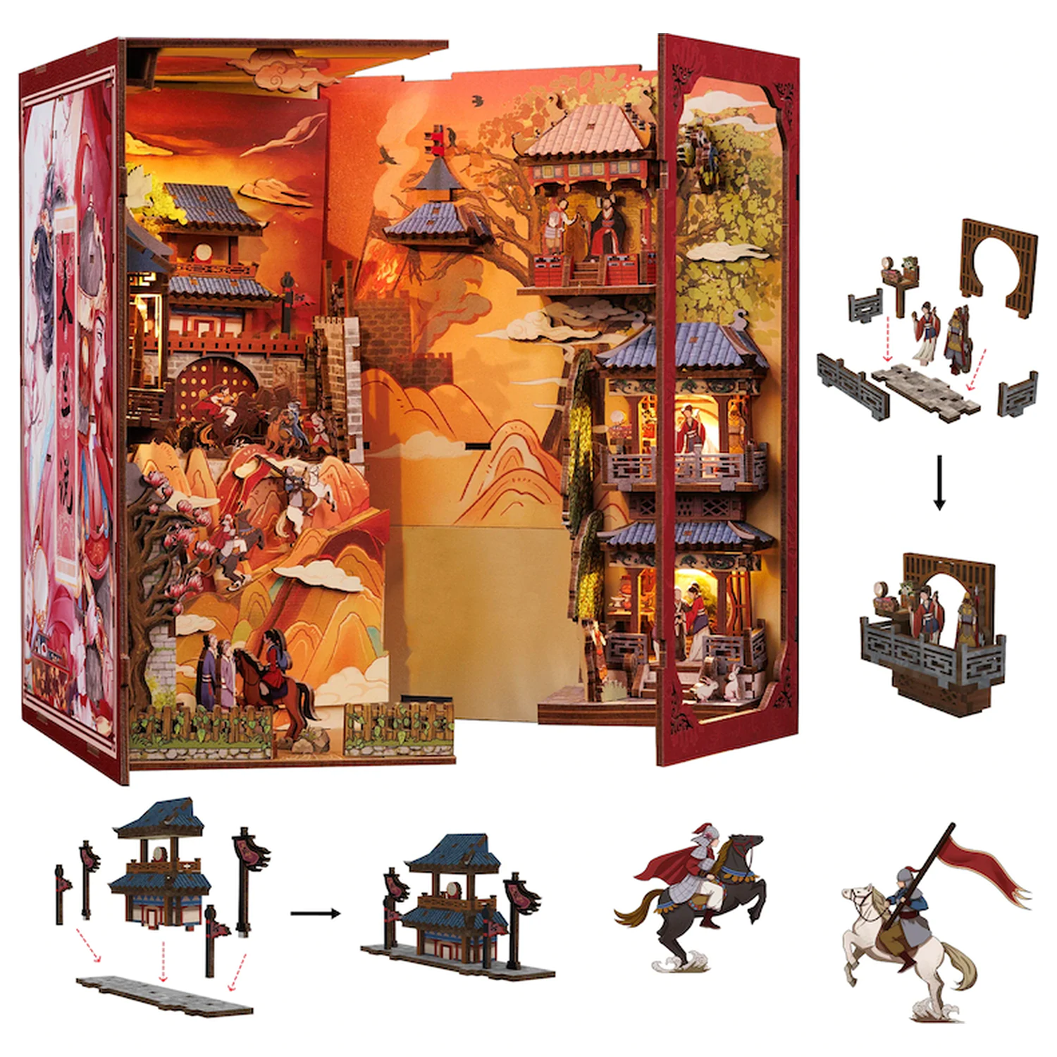 BOOK NOOK KIT DIY The Legend of Mulan set de constructie 298 piese + lumina LED poza produsului