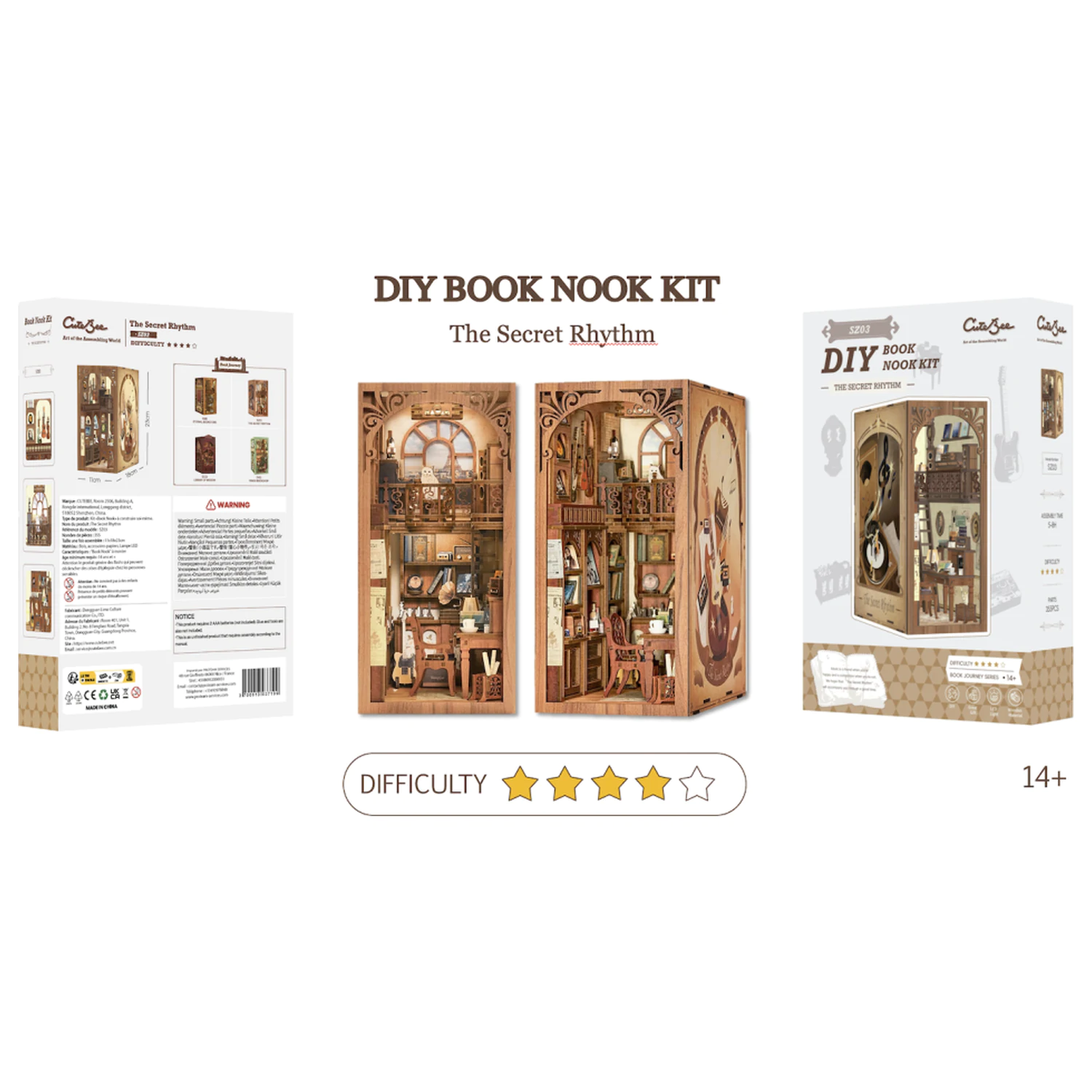 BOOK NOOK KIT DIY The Secret Rhythm 355 piese + Lumina LED poza produsului