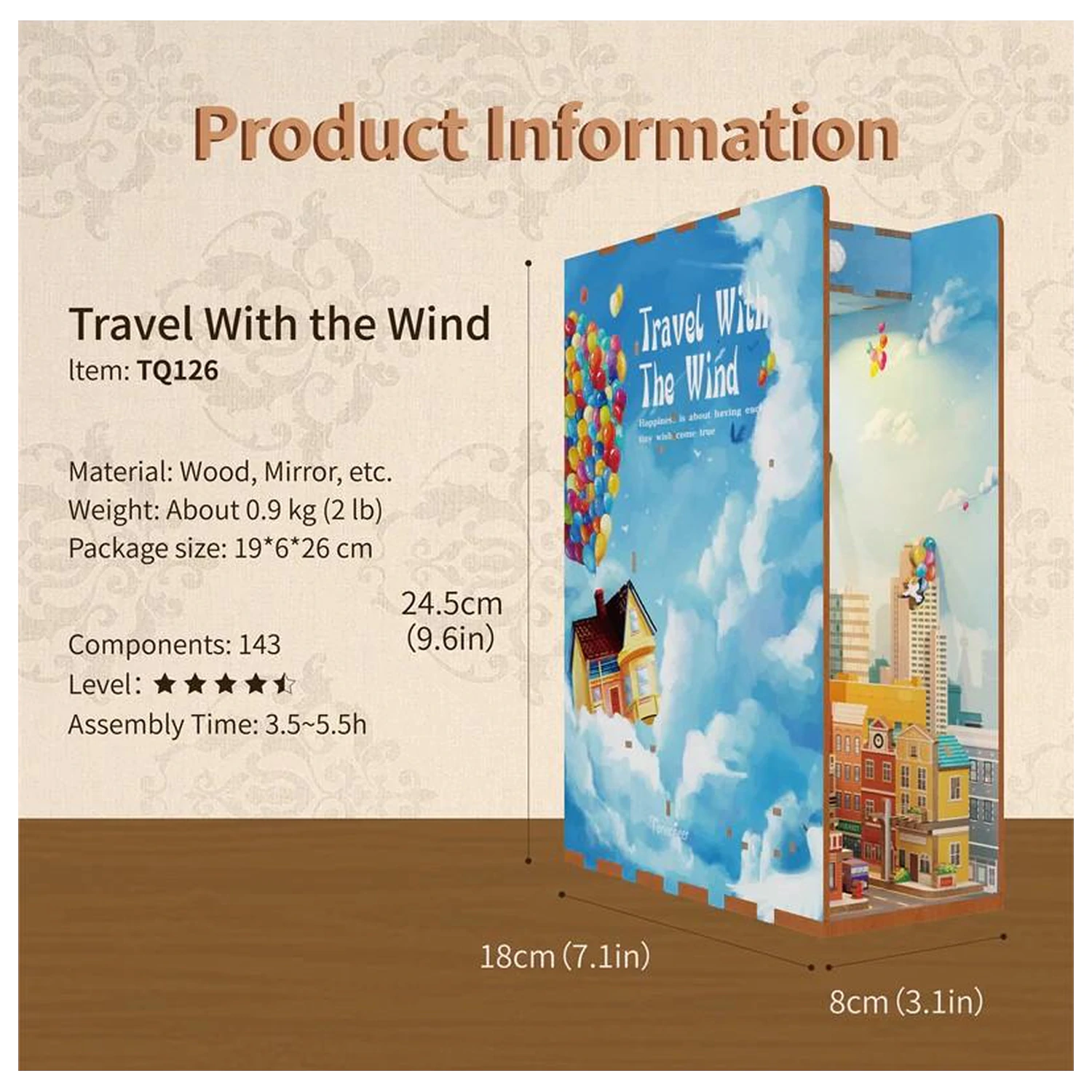 BOOK NOOK KIT DIY - Travel with the Wind 143 de piese + LED Light poza produsului