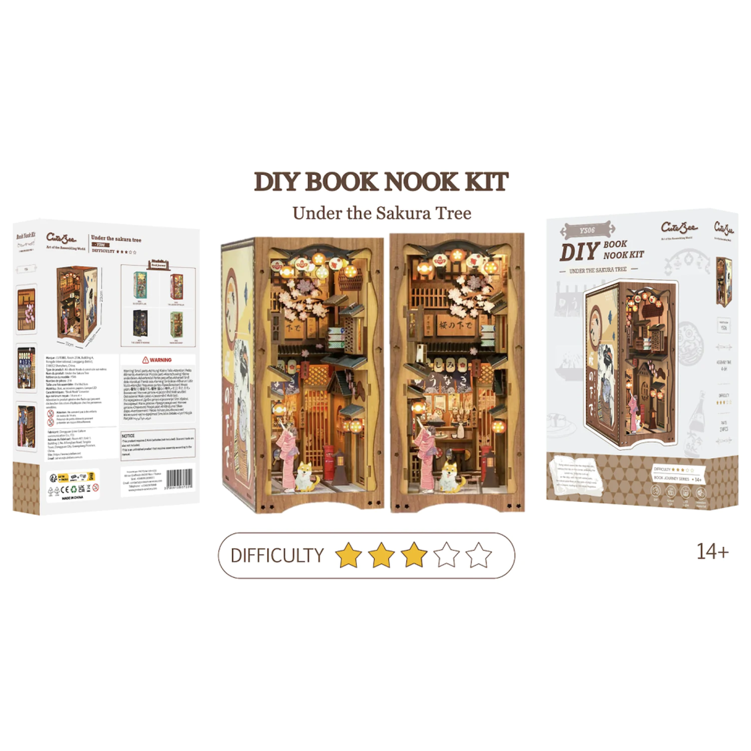 BOOK NOOK KIT DIY Sub copacul Sakura 214 buc + set de construcție cu lumină LED poza produsului
