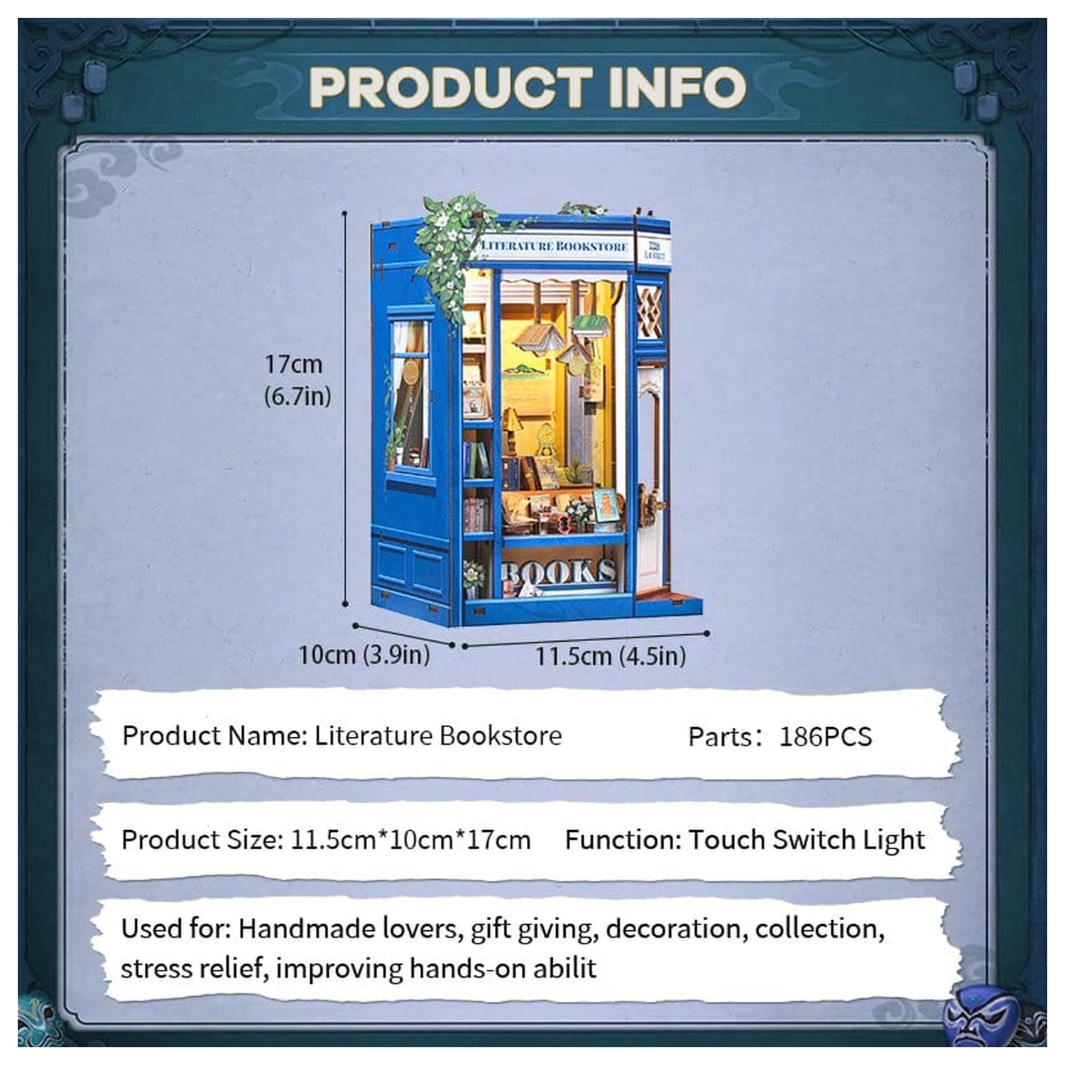 Book Nook Literatura Librarie 17 x 12 cm poza produsului