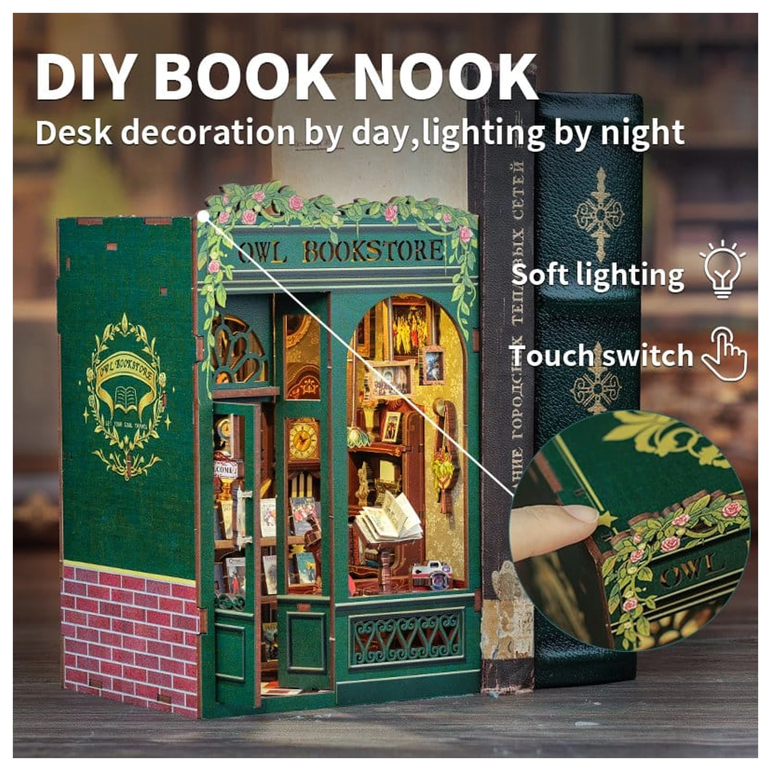 Book Nook Owl Bookstore 17 x 12 cm poza produsului